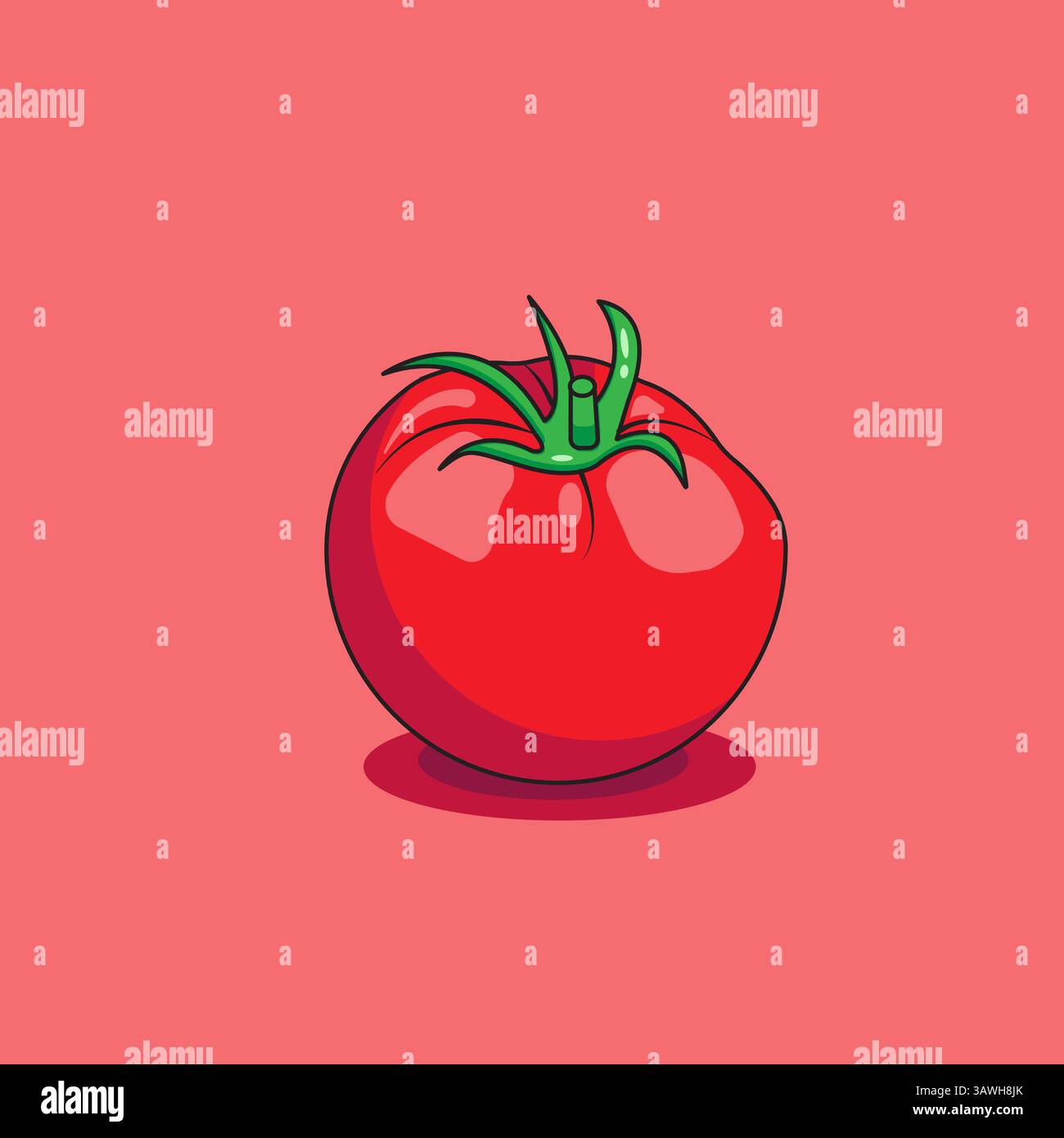 Illustrazione vettoriale del pomodoro rosso fresco Illustrazione Vettoriale