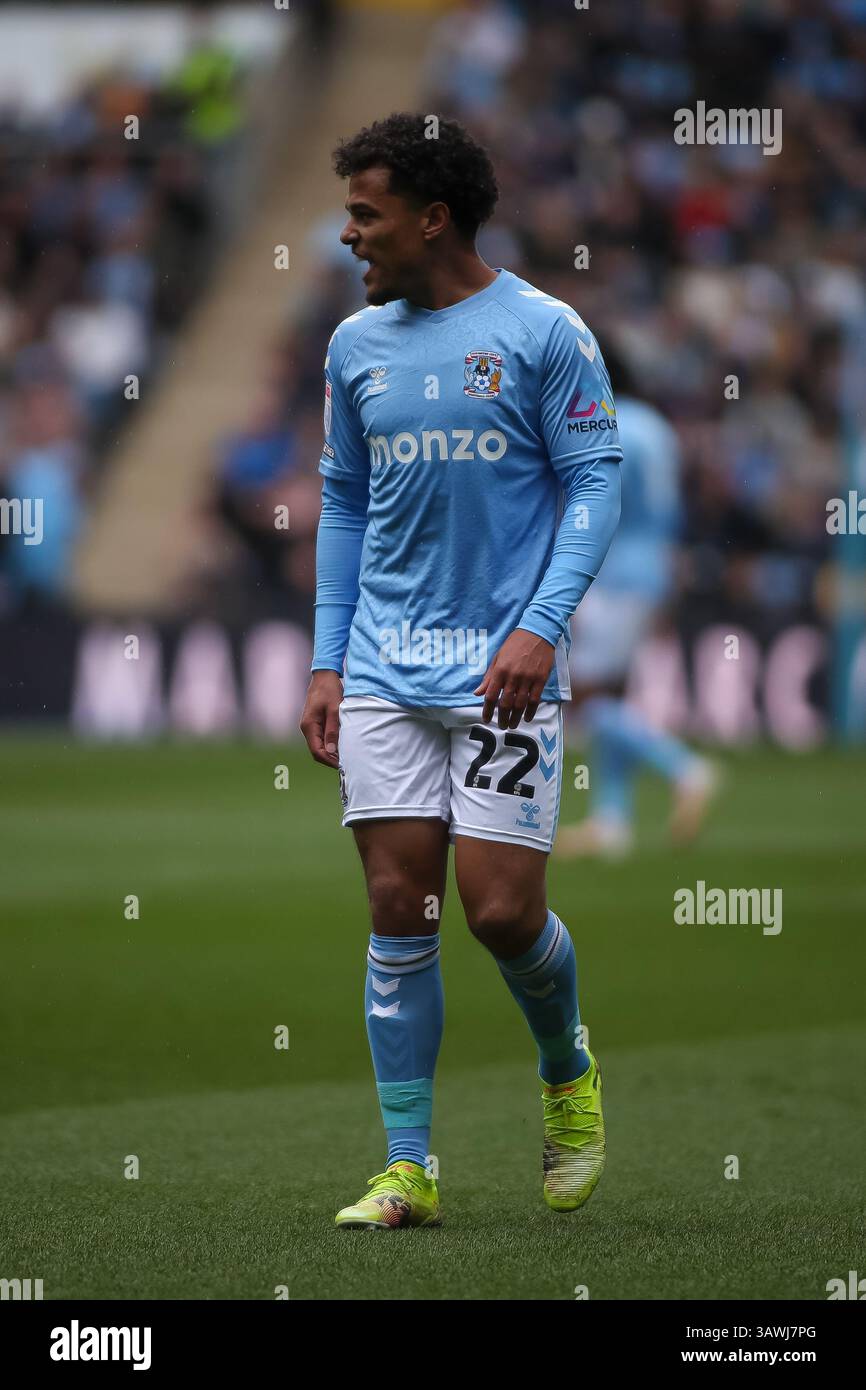 Joel Latibeaudiere di Coventry City durante l'EFL Championship match tra Coventry City e West Bromwich Albion Foto Stock