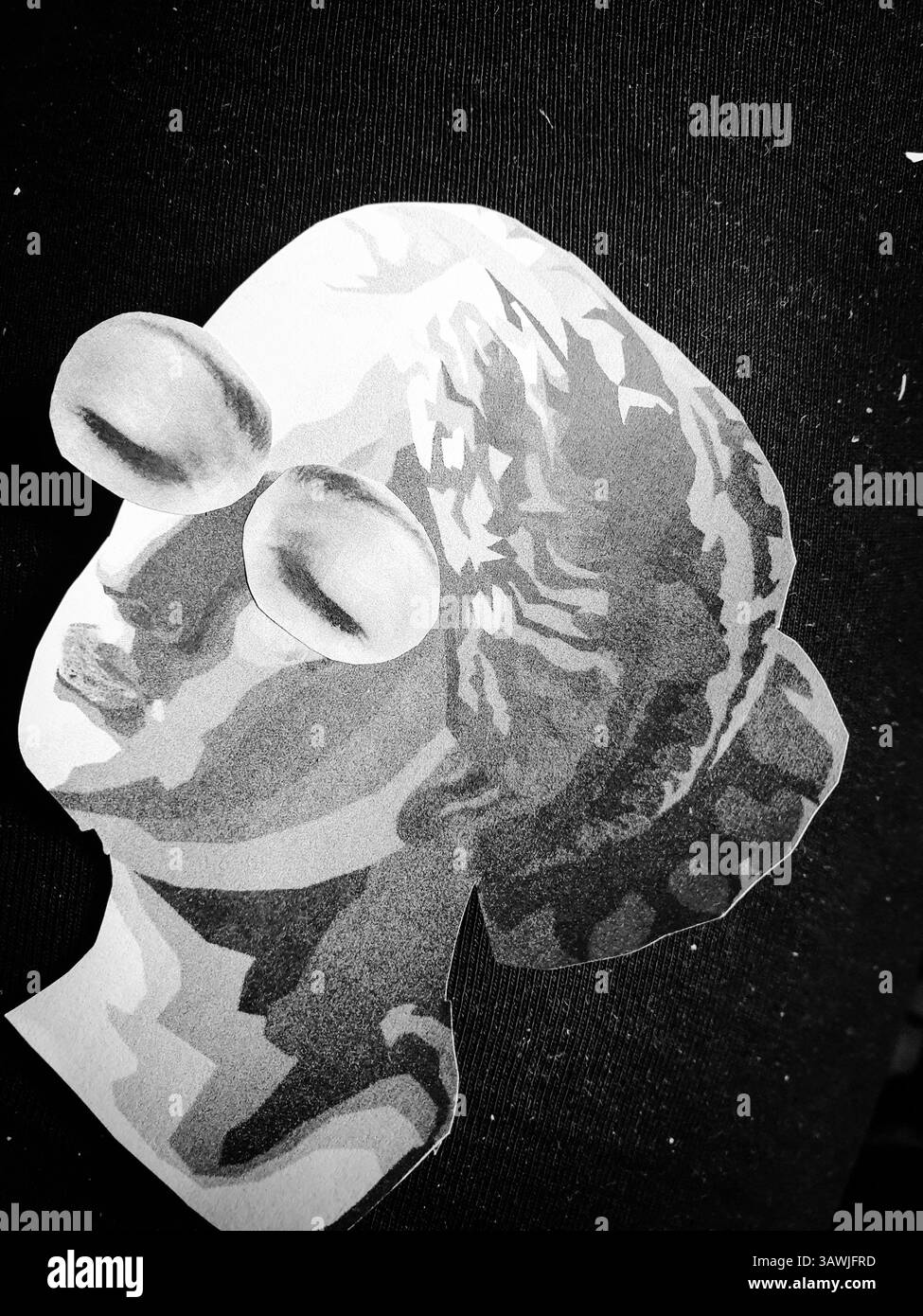 Collage concettuale di una donna a occhi chiusi Foto Stock