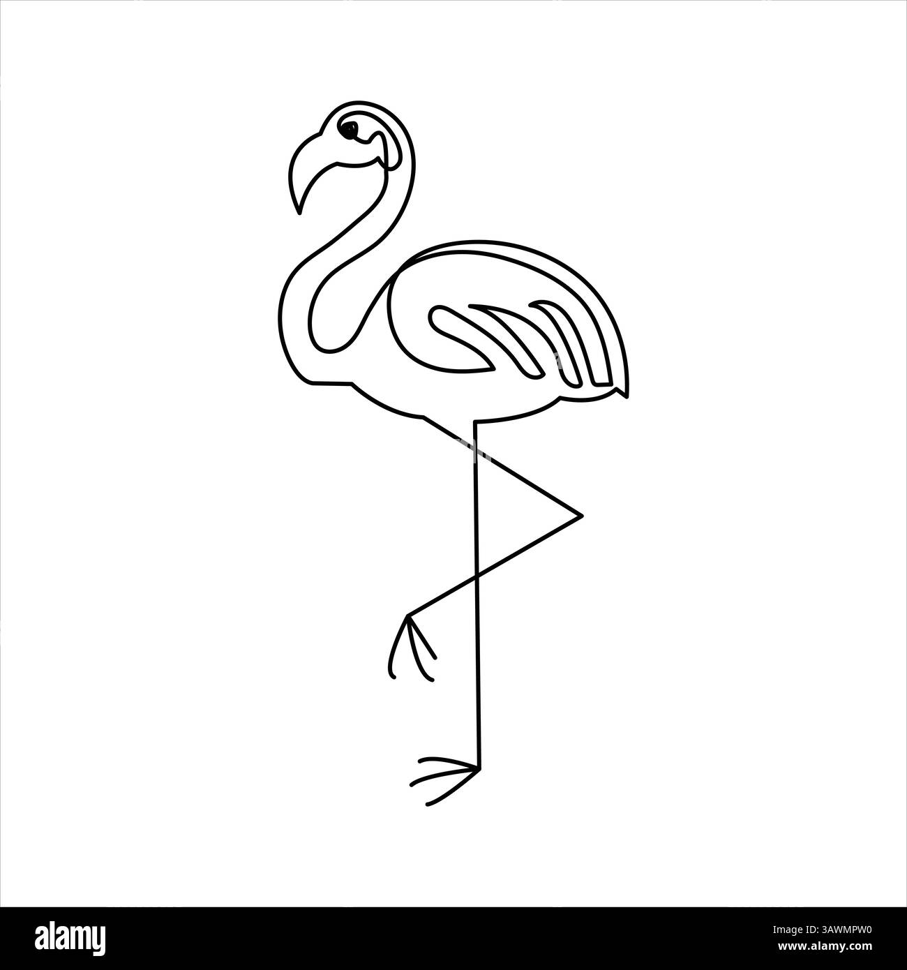 Semplice illustrazione dell'icona continua di una linea grafica del vettore di uccelli Heron Illustrazione Vettoriale