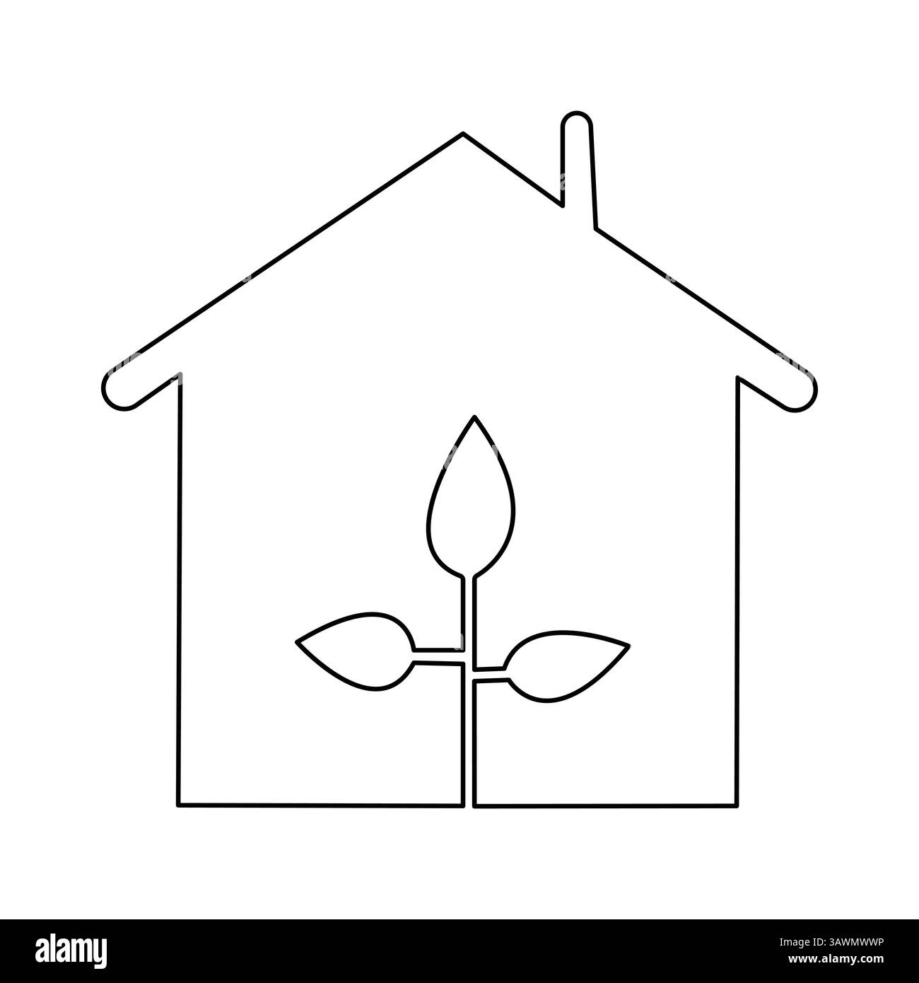 Home grafica a linea singola che disegna un vettore continuo isolato su uno stile minimalista bianco Illustrazione Vettoriale