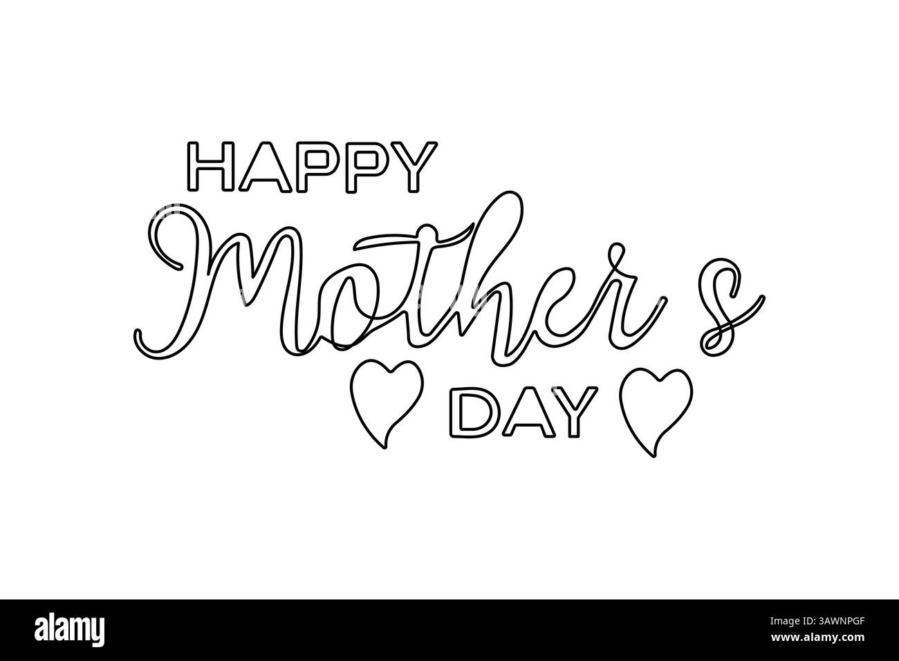 Buona festa della mamma una linea disegnando un'illustrazione vettoriale minimalista continua a una linea Illustrazione Vettoriale