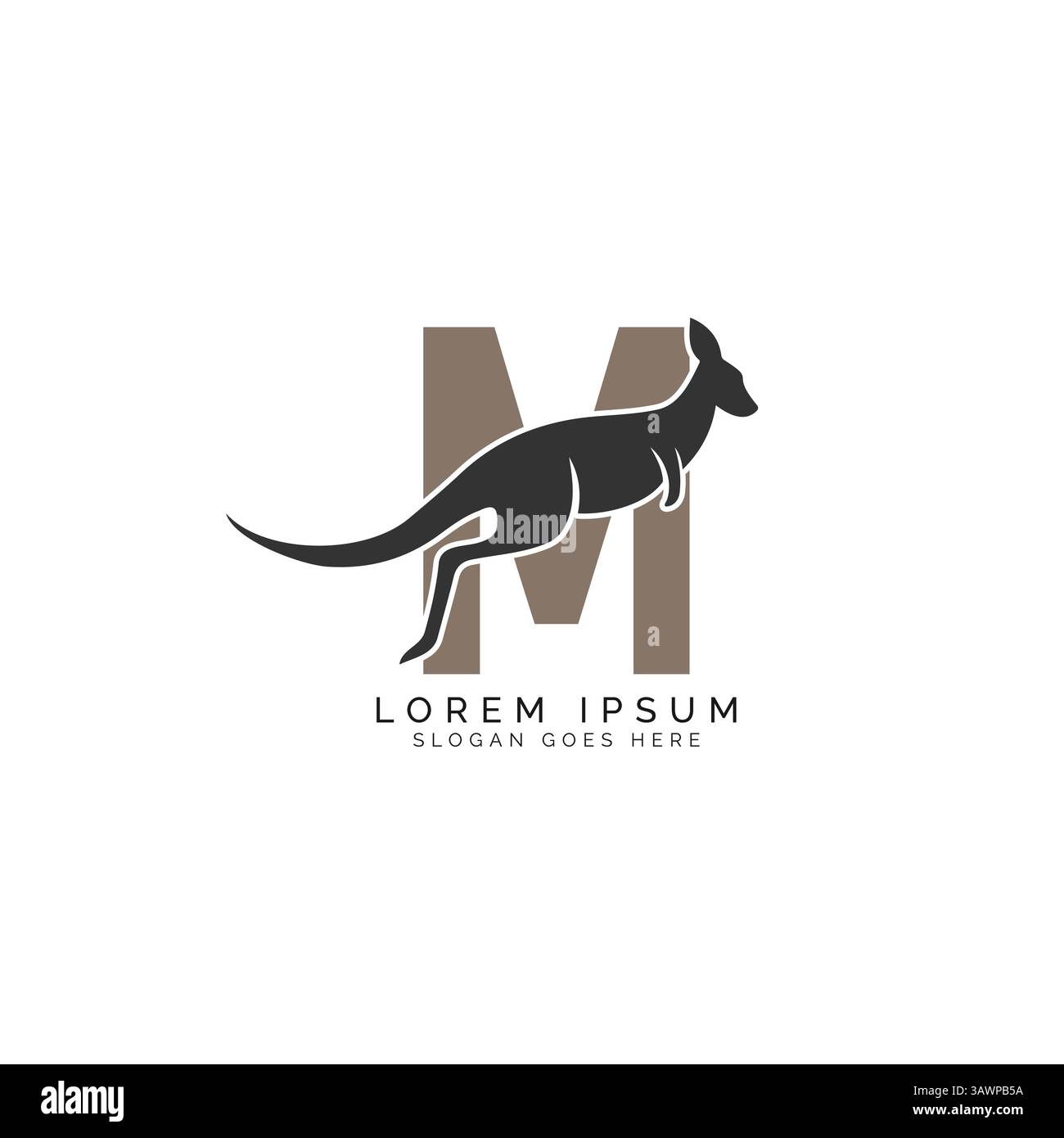 Logo Letter M con design Kangaroo. Alfabeto M con grande combinazione di simbolo Kangaroo Illustrazione Vettoriale