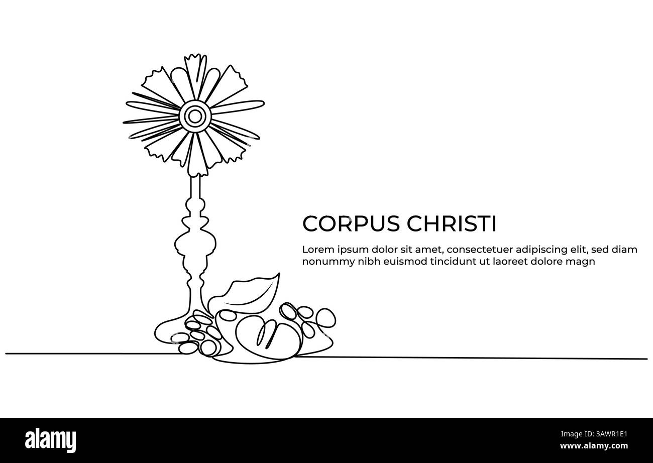 Corpus Christi Religious Continuous One line art Illustrazione Vettoriale