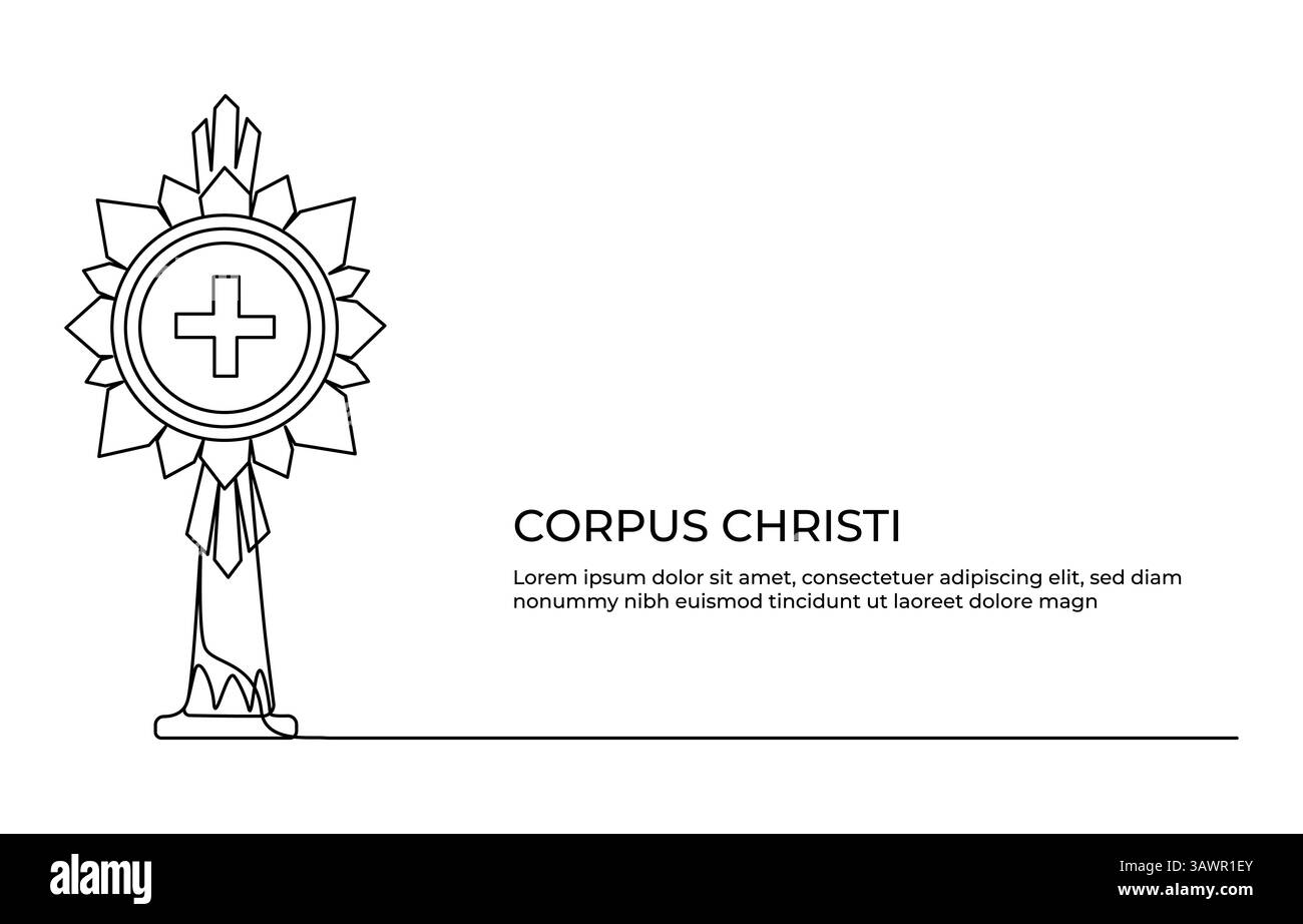 Corpus Christi Religious Continuous One line art Illustrazione Vettoriale