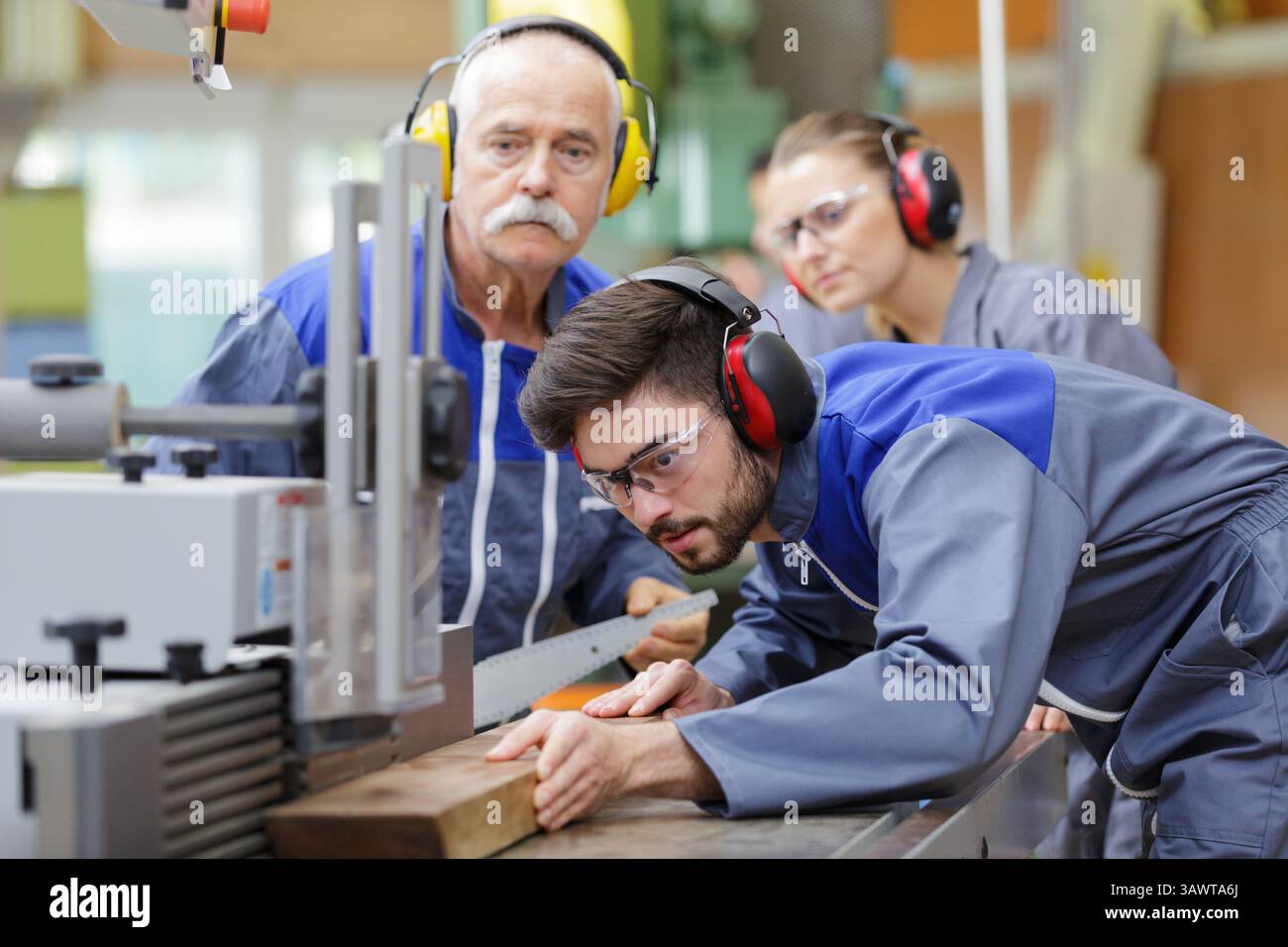 trasformazione del legno in materiale industriale Foto Stock