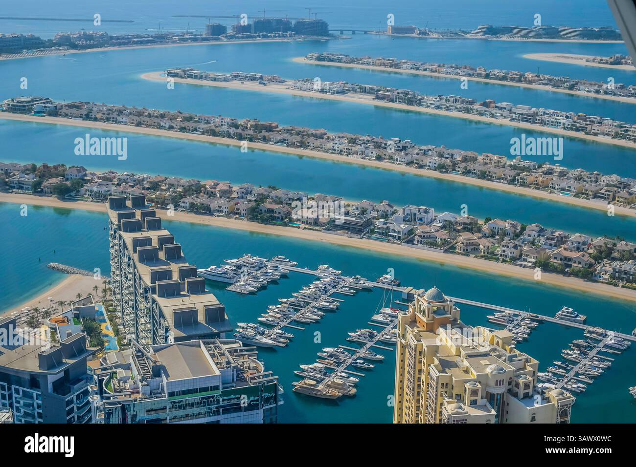 Palm Jumeirah Dubai un'isola artificiale degli Emirati Arabi Uniti Foto Stock