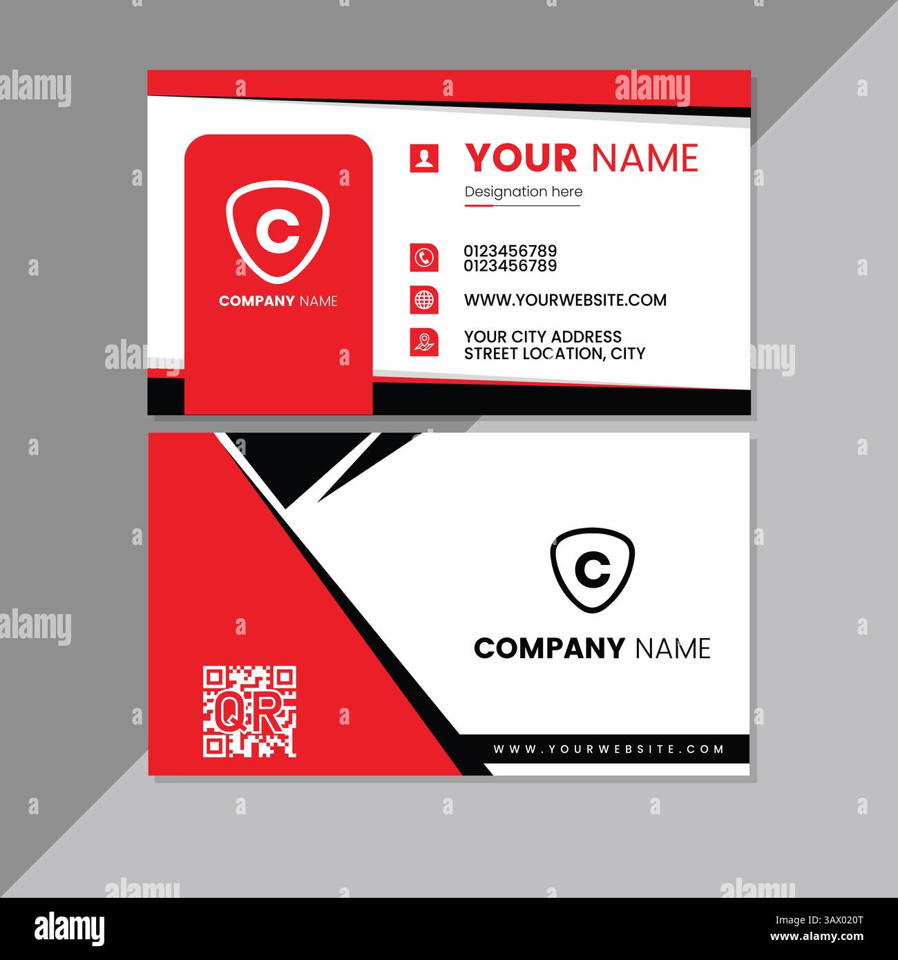 Moderno modello per biglietti da visita aziendali dal design minimalista e pulito Illustrazione Vettoriale