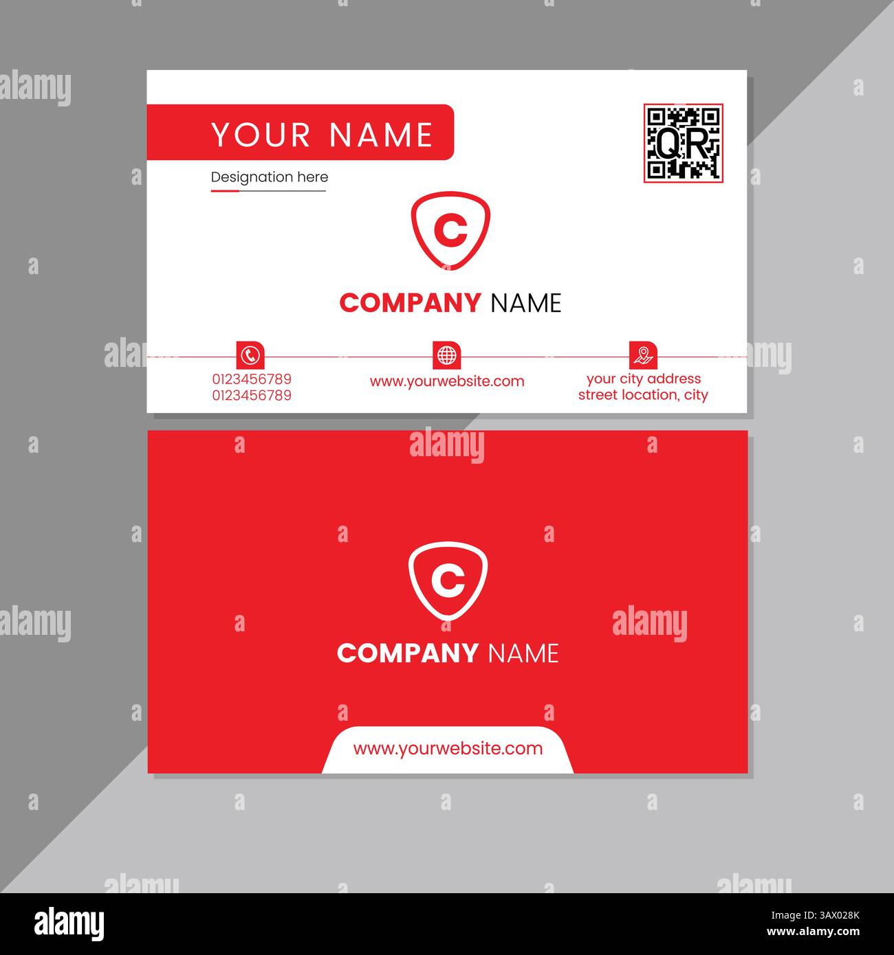 Moderno modello per biglietti da visita aziendali dal design minimalista e pulito Illustrazione Vettoriale