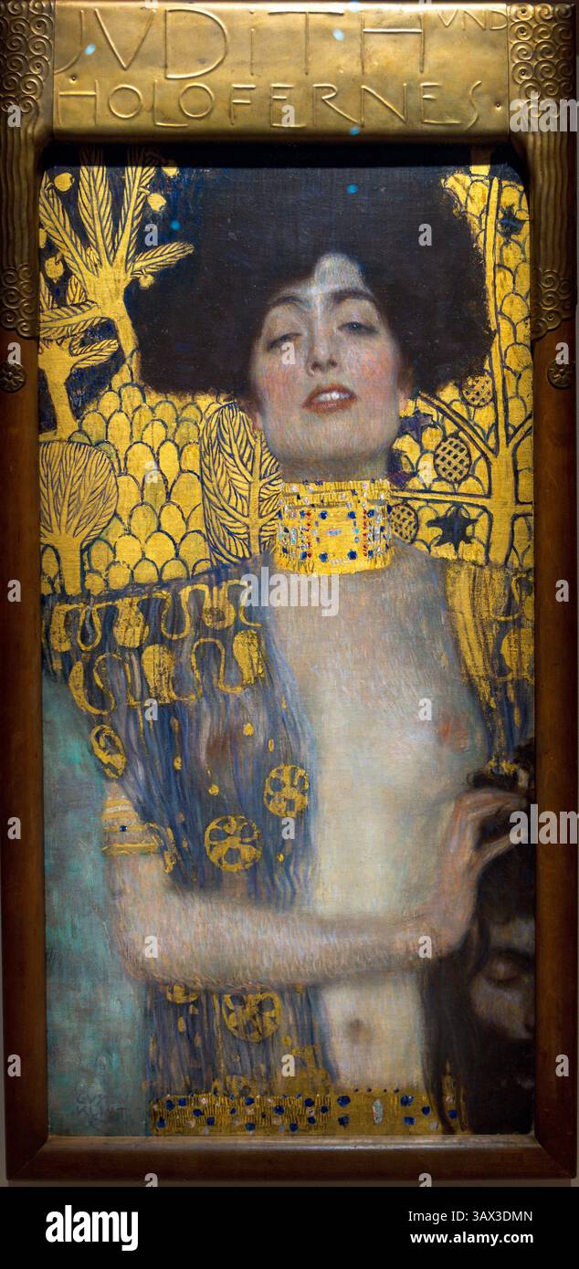 Pittura a olio su tela, Gustav Klimt, Judith e la testa di Holofernes, (noto anche come Judith i), 1901, Belvedere inferiore, Vienna, Austria Foto Stock