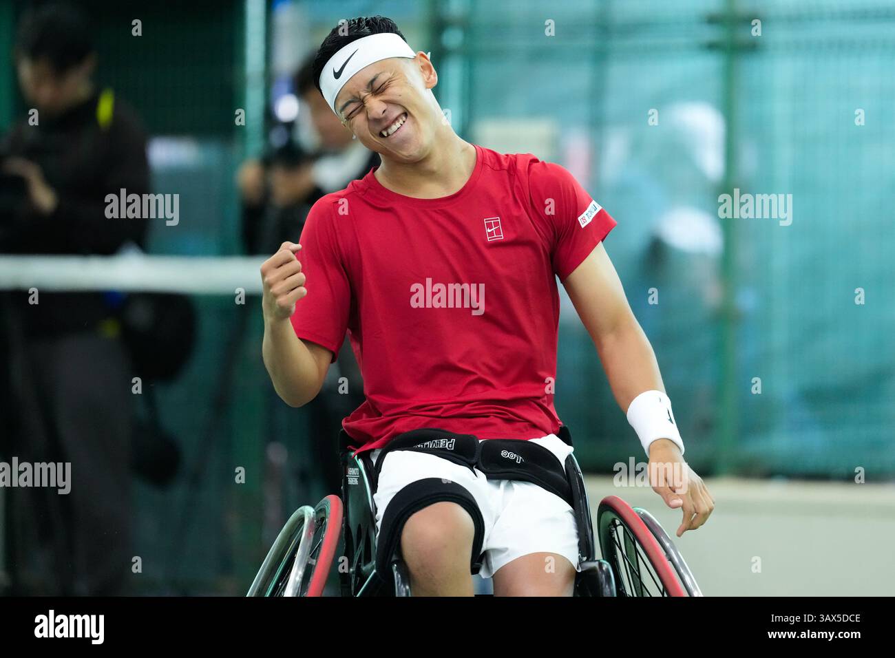 Iizuka, Giappone. 20 aprile 2025. Tokito Oda (JPN), 20 aprile 2025 - Tennis in sedia a rotelle: Finale maschile di Singles presso l'Iizuka Sports Resort durante la Coppa dell'Imperatore, la Coppa dell'Imperatrice il 41° Torneo Internazionale di Tennis in sedia a rotelle di Iizuka (Japan Open 2025) a Iizuka, Giappone. Crediti: SportsPressJP/AFLO/Alamy Live News Foto Stock