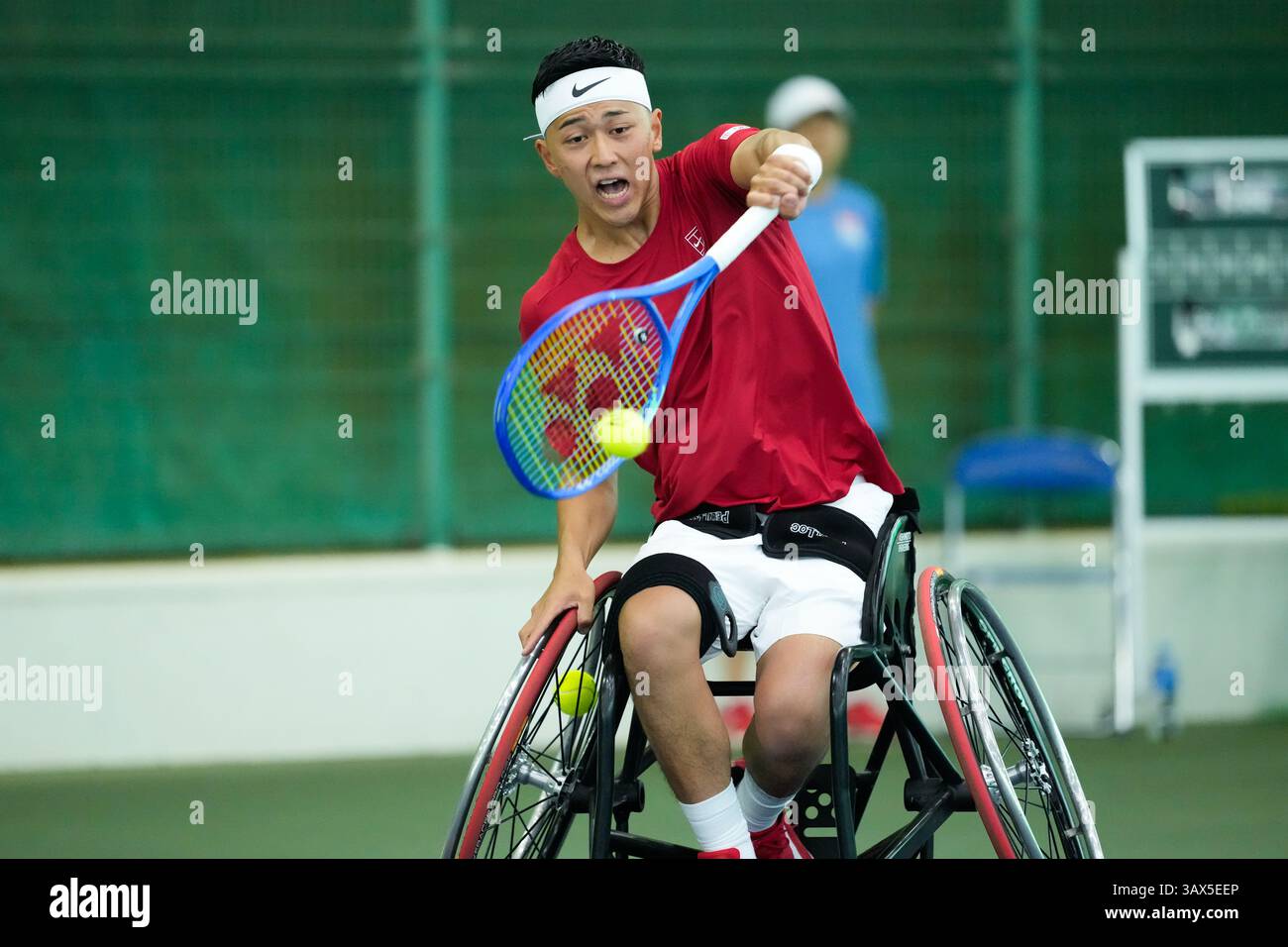Iizuka, Giappone. 20 aprile 2025. Tokito Oda (JPN), 20 aprile 2025 - Tennis in sedia a rotelle: Finale maschile di Singles presso l'Iizuka Sports Resort durante la Coppa dell'Imperatore, la Coppa dell'Imperatrice il 41° Torneo Internazionale di Tennis in sedia a rotelle di Iizuka (Japan Open 2025) a Iizuka, Giappone. Crediti: SportsPressJP/AFLO/Alamy Live News Foto Stock