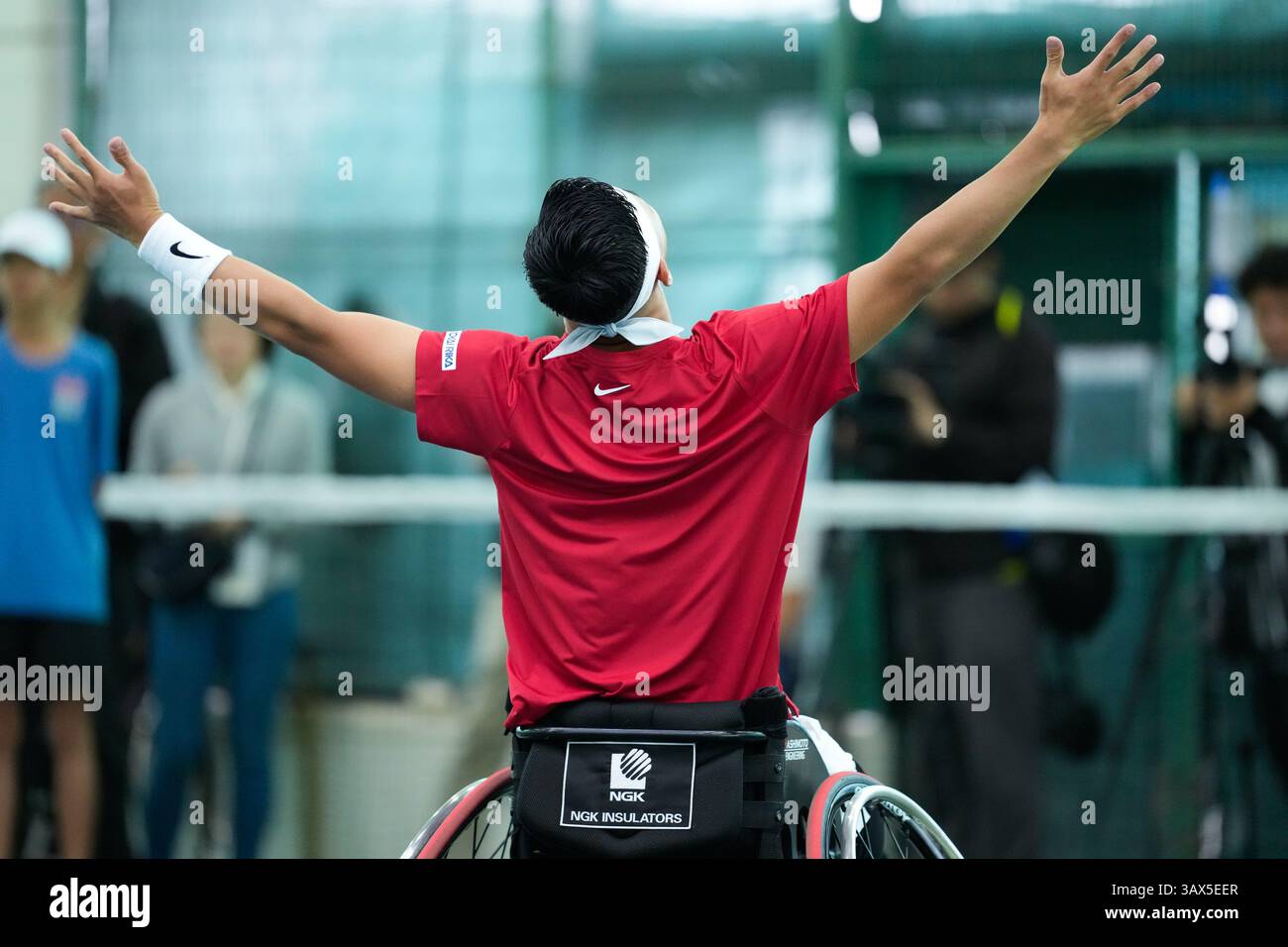 Iizuka, Giappone. 20 aprile 2025. Tokito Oda (JPN), 20 aprile 2025 - Tennis in sedia a rotelle: Finale maschile di Singles presso l'Iizuka Sports Resort durante la Coppa dell'Imperatore, la Coppa dell'Imperatrice il 41° Torneo Internazionale di Tennis in sedia a rotelle di Iizuka (Japan Open 2025) a Iizuka, Giappone. Crediti: SportsPressJP/AFLO/Alamy Live News Foto Stock