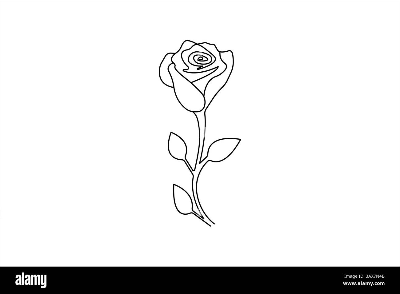 Illustrazione vettoriale a una linea continua con fiore di rosa minimalista Illustrazione Vettoriale