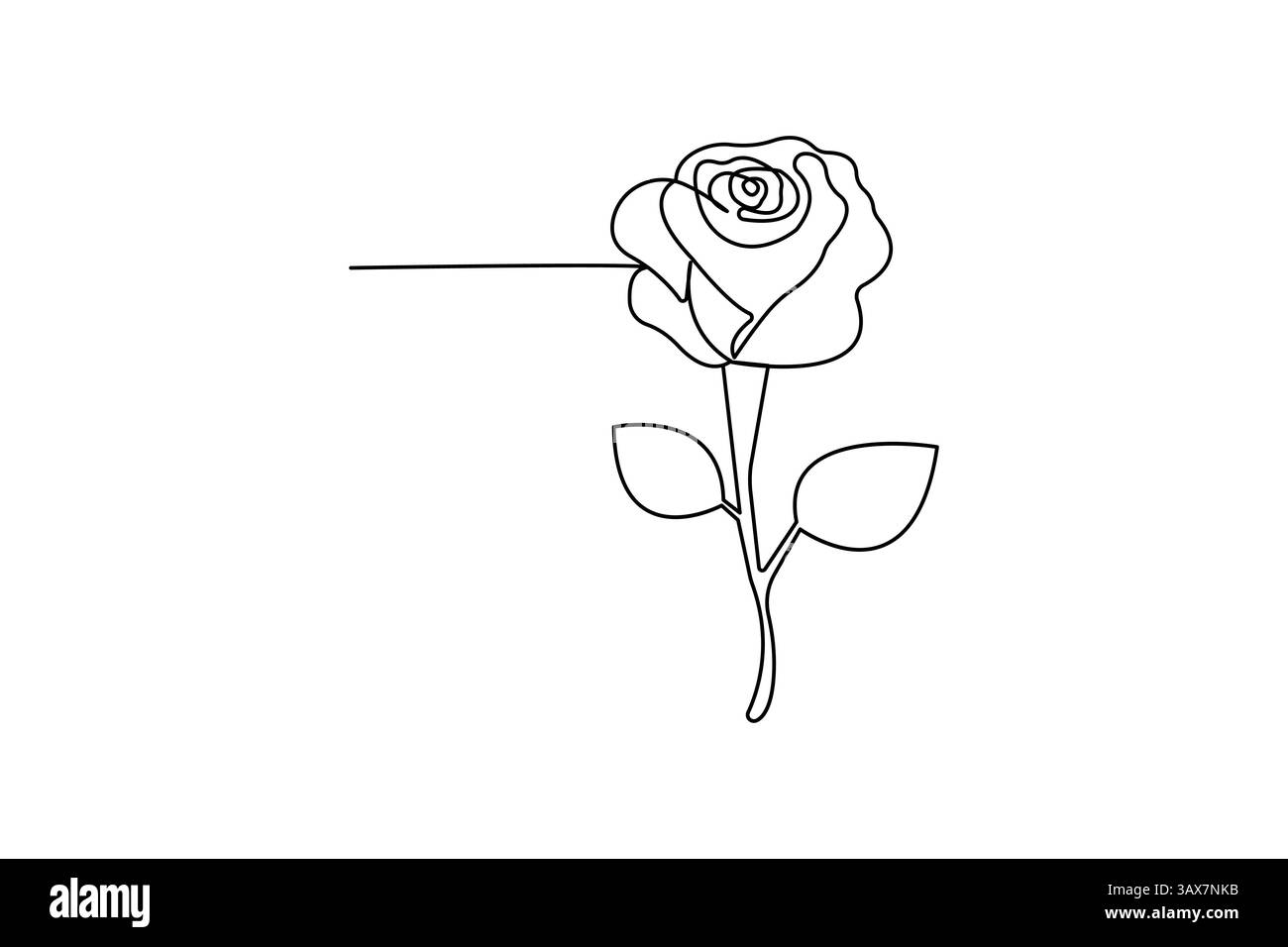 Illustrazione vettoriale a una linea continua con fiore di rosa minimalista Illustrazione Vettoriale