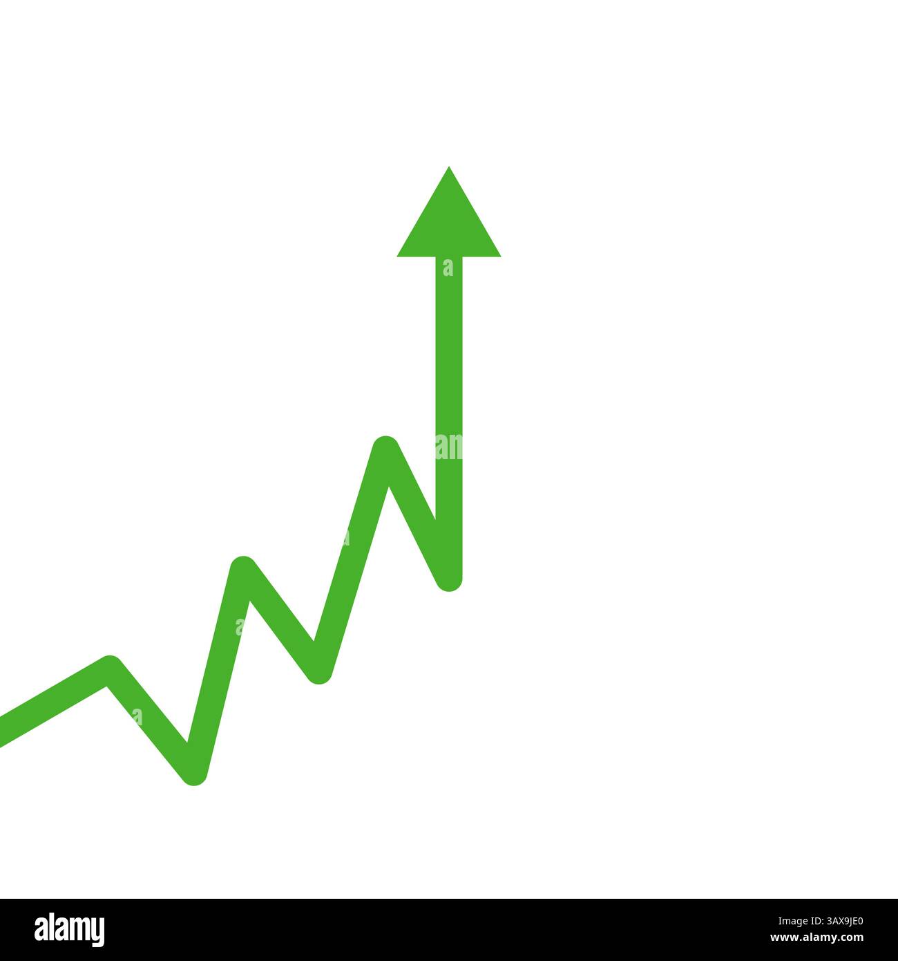 Freccia verde verso l'alto che simboleggia la crescita e le tendenze del business finanziario Illustrazione Vettoriale