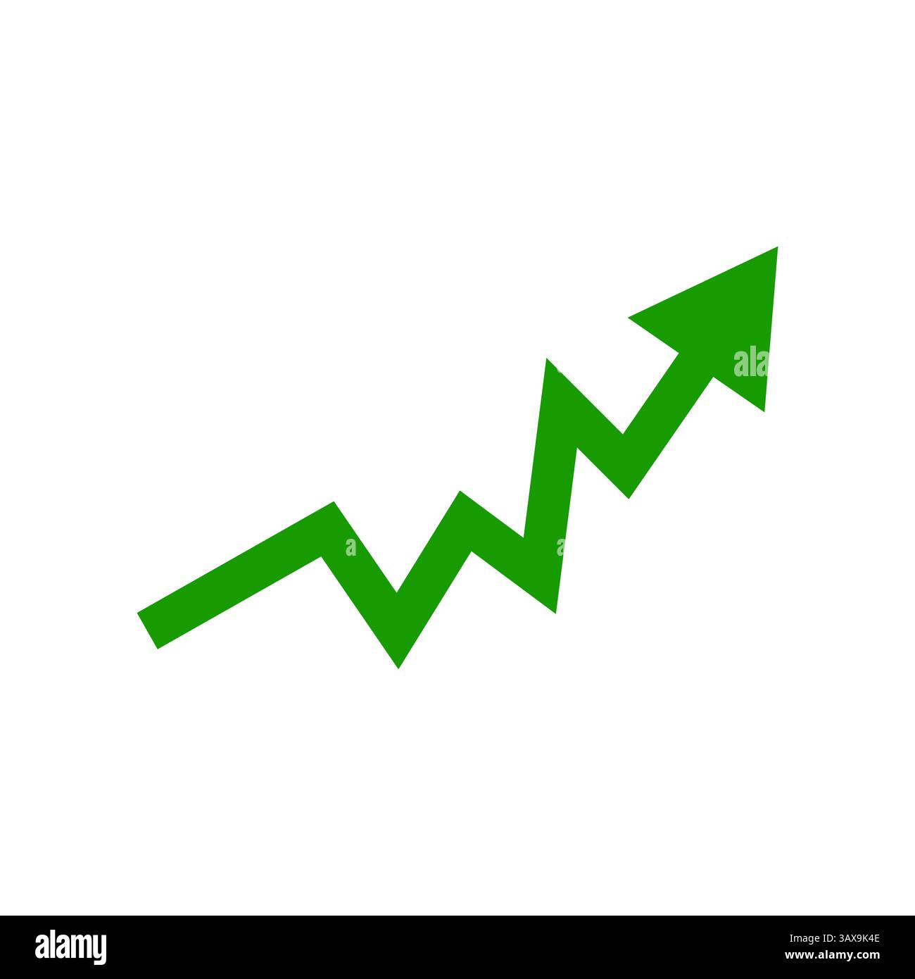 Freccia a zig zag verde che indica la crescita aziendale verso l'alto e il concetto di tendenza positiva Illustrazione Vettoriale