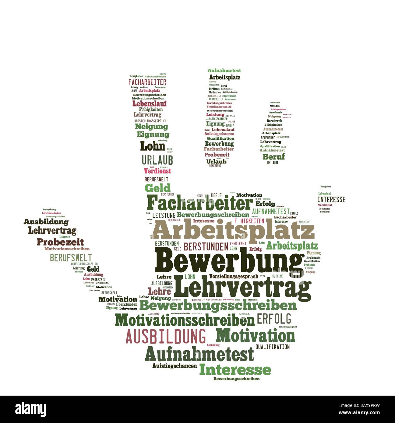 Termini relativi a candidatura, carriera e lavoro - esentato da Tagcloud Foto Stock