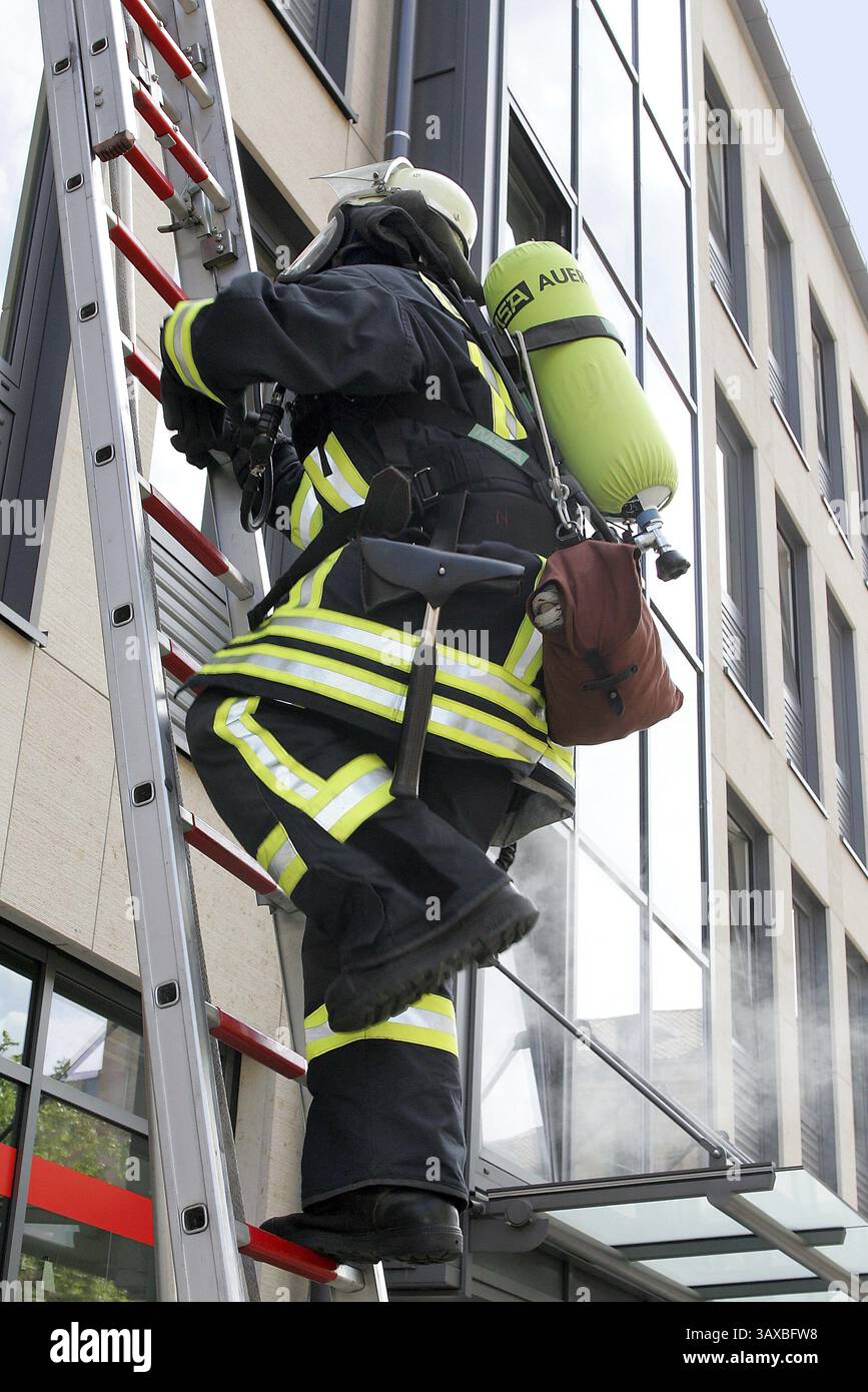 Esercitazione antincendio Foto Stock