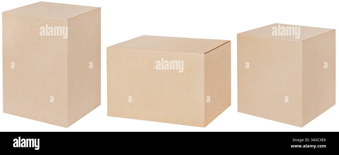 scatola di cartone di dimensioni diverse per il design Foto Stock