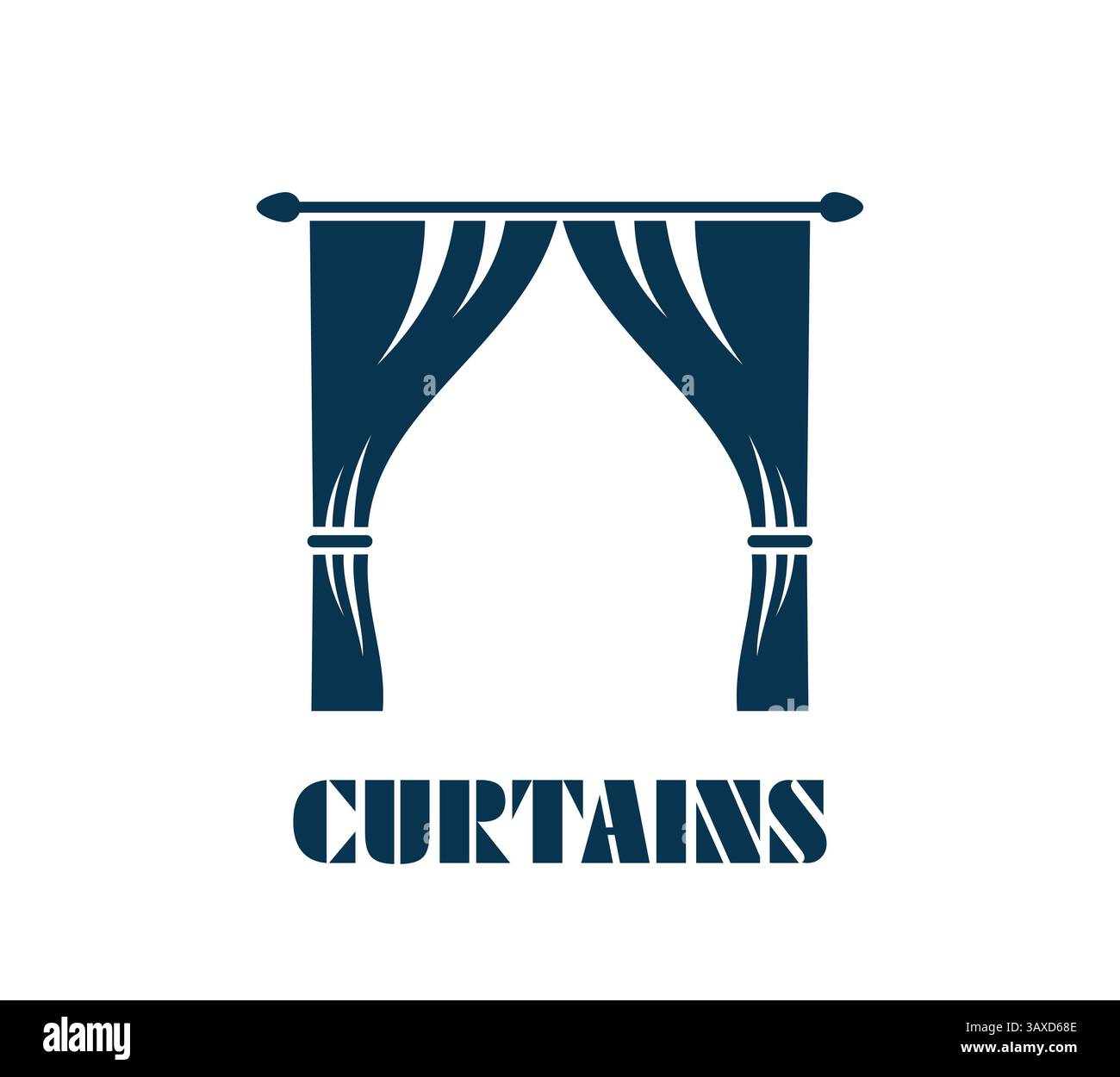 Icona del teatro dell'opera per spettacoli di intrattenimento o spettacoli teatrali, simbolo vettoriale. Icona sagoma a tenda aperta per concerti lirici o musical hal Illustrazione Vettoriale