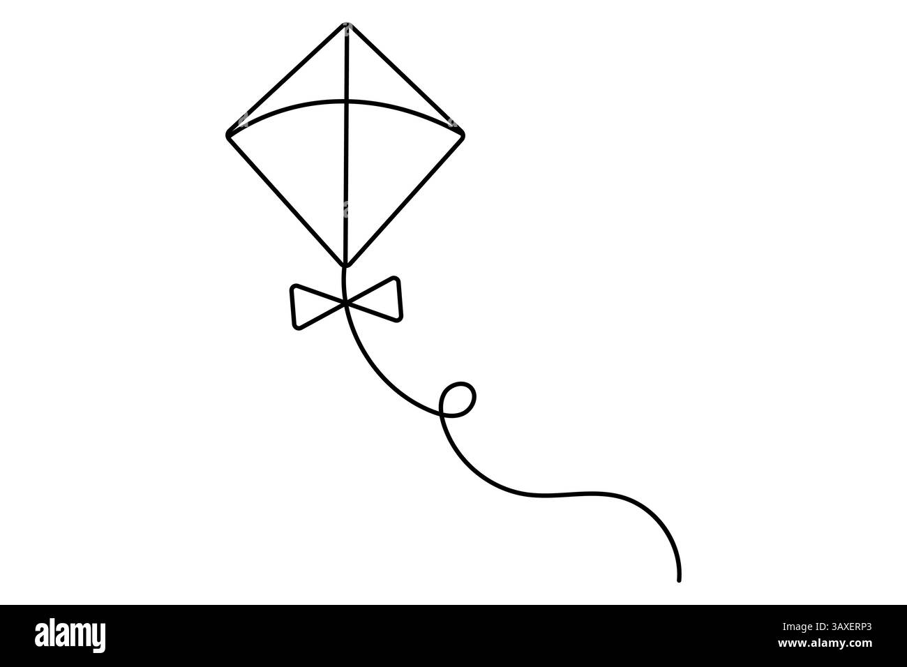 Disegno grafico continuo di una linea di kite su sfondo bianco Illustrazione Vettoriale