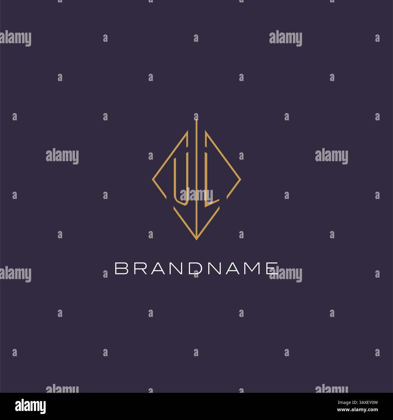 Lettera iniziale monogramma con logo UL con design in stile rombo rombo e grafica vettoriale Illustrazione Vettoriale