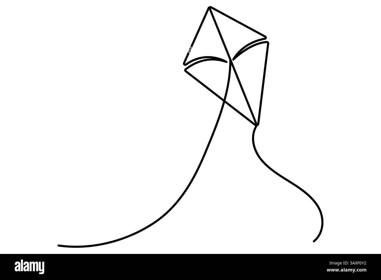 Disegno continuo su una linea dell'illustrazione vettoriale del contorno dell'aquilone Illustrazione Vettoriale