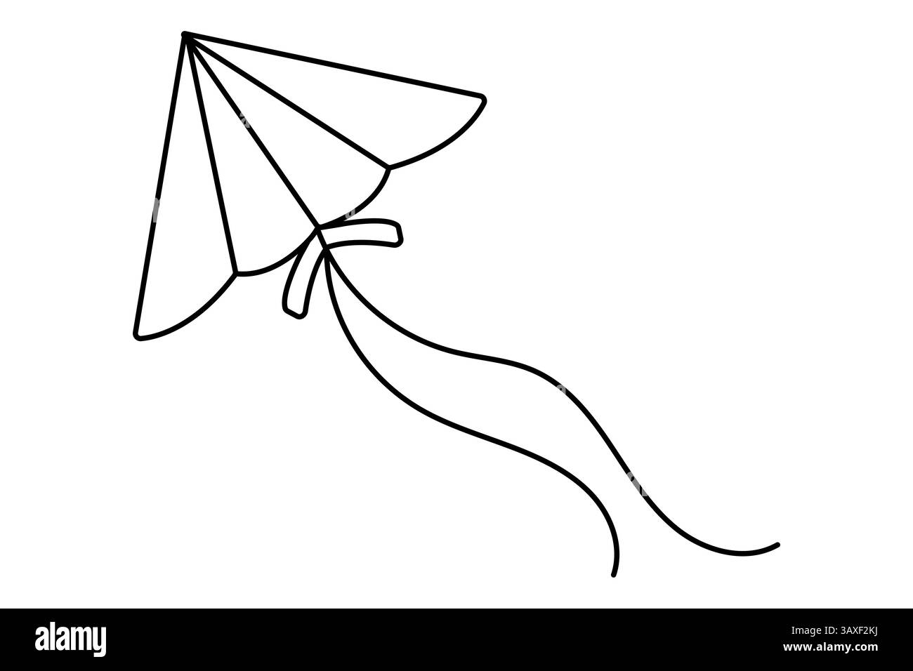 Disegno continuo su una linea dell'illustrazione vettoriale del contorno dell'aquilone Illustrazione Vettoriale