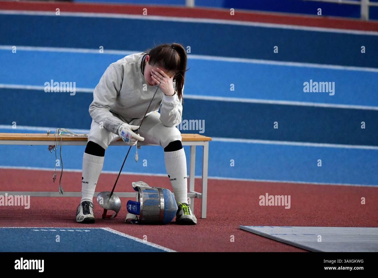 Kiev, Ucraina. 19 aprile 2025. Kiev, Ucraina 19 aprile 2025 Campionato ucraino di scherma 2025 a Kiev, Ucraina (KUBANOV PAVLO UKR/SPP) credito: SPP Sport Press Photo. /Alamy Live News Foto Stock