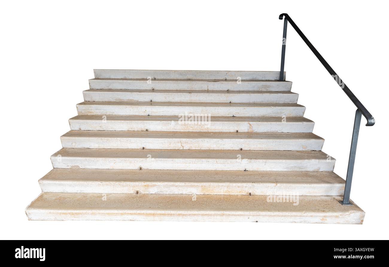 gradini di pietra isolati su sfondo bianco Foto Stock