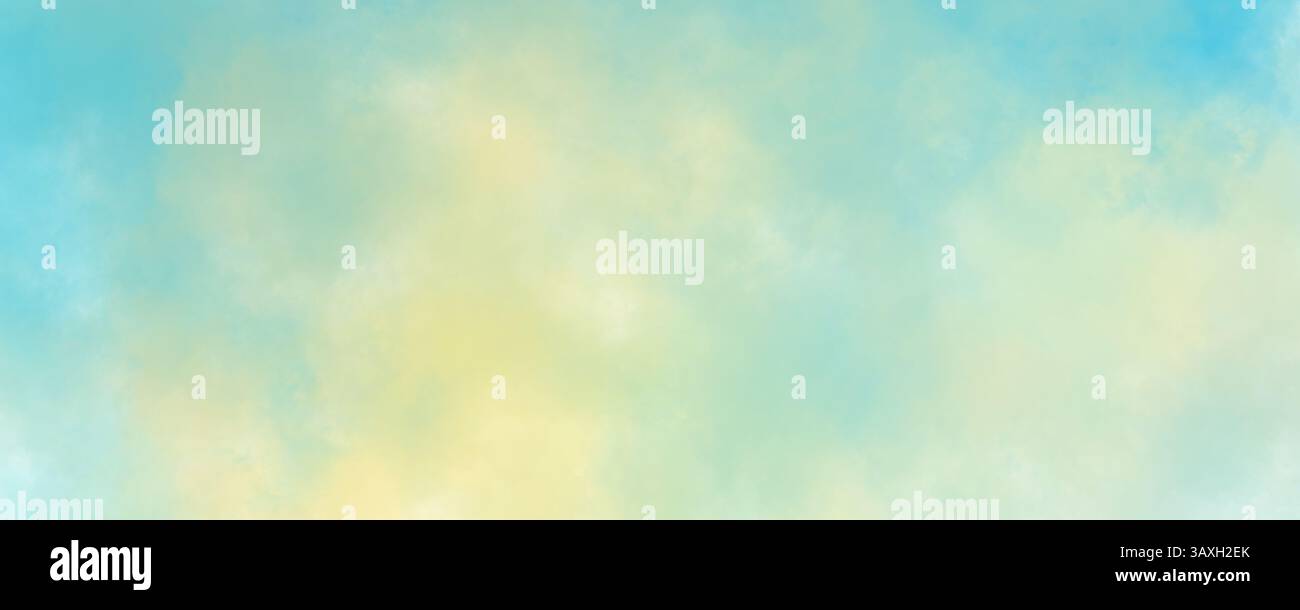 Colore blu pastello e giallo astratto nuvoloso dello sfondo con colori primaverili tenui Foto Stock