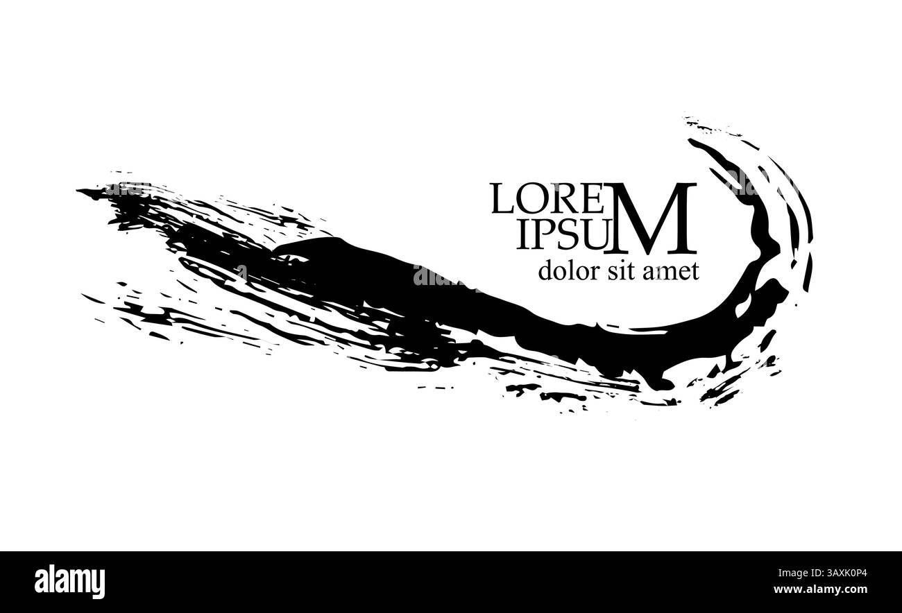 Pennello nero. inchiostro sfondo tratto di vernice astratto nero. disegno a mano. Non ai, illustrazione vettoriale. Illustrazione Vettoriale