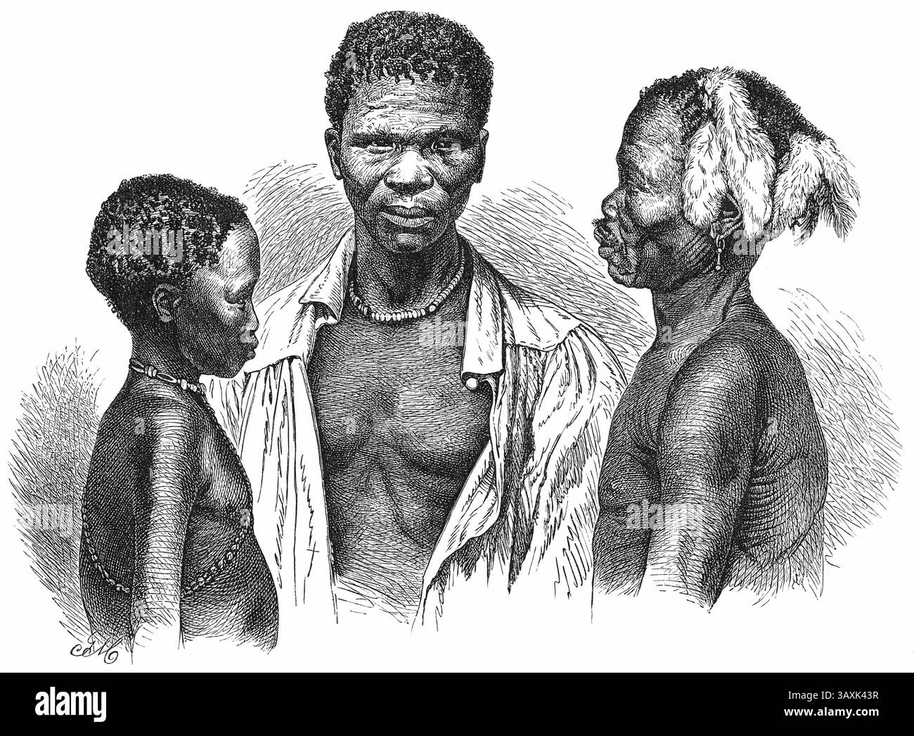 18 novembre 2014 - Bushmen, Africa, illustrazione dalla fotografia di G. Fritsch, 1885 (Credit Image: © circa Images/Glasshouse via ZUMA Wire) Foto Stock