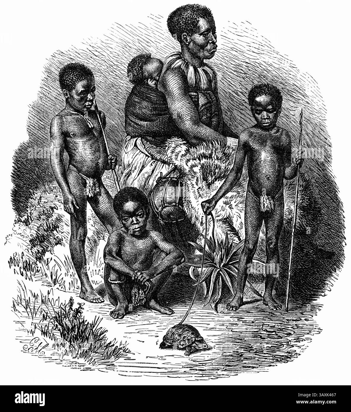 19 novembre 2014 - famiglia Zulu, Africa, illustrazione, 1885 (immagine di credito: © circa Images/Glasshouse via ZUMA Wire) Foto Stock