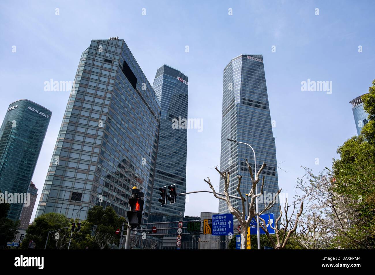 31 marzo 2025. Cina. Alti edifici della città di Shanghai. Grattacieli d'affari nel quartiere finanziario di Lujiazui. Foto Stock