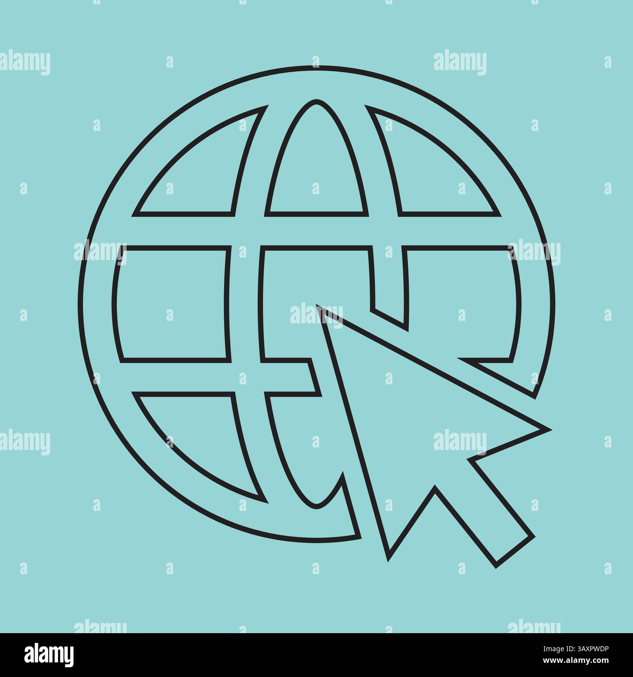 File icona Web di colore nero, icona globale, sfondo blu, icona contorno, icona vettore. Illustrazione Vettoriale