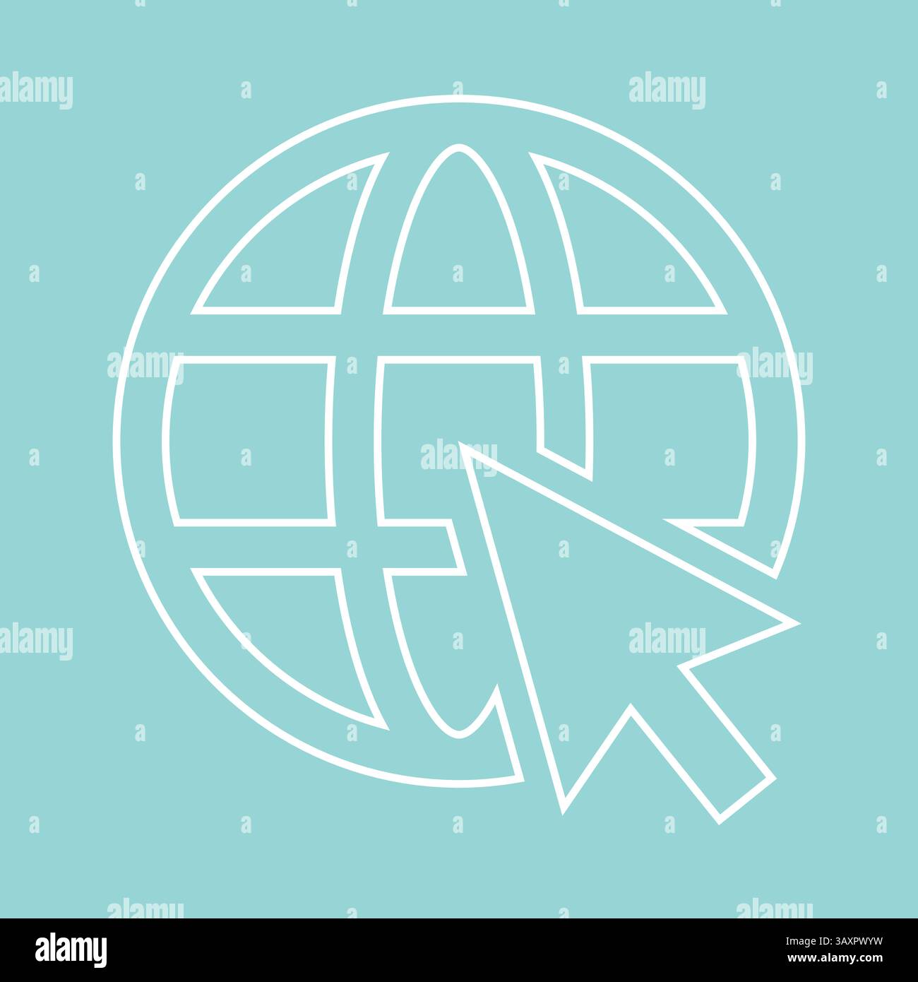 File icona Web di colore bianco, icona globale, sfondo blu, icona contorno, icona vettore. Illustrazione Vettoriale