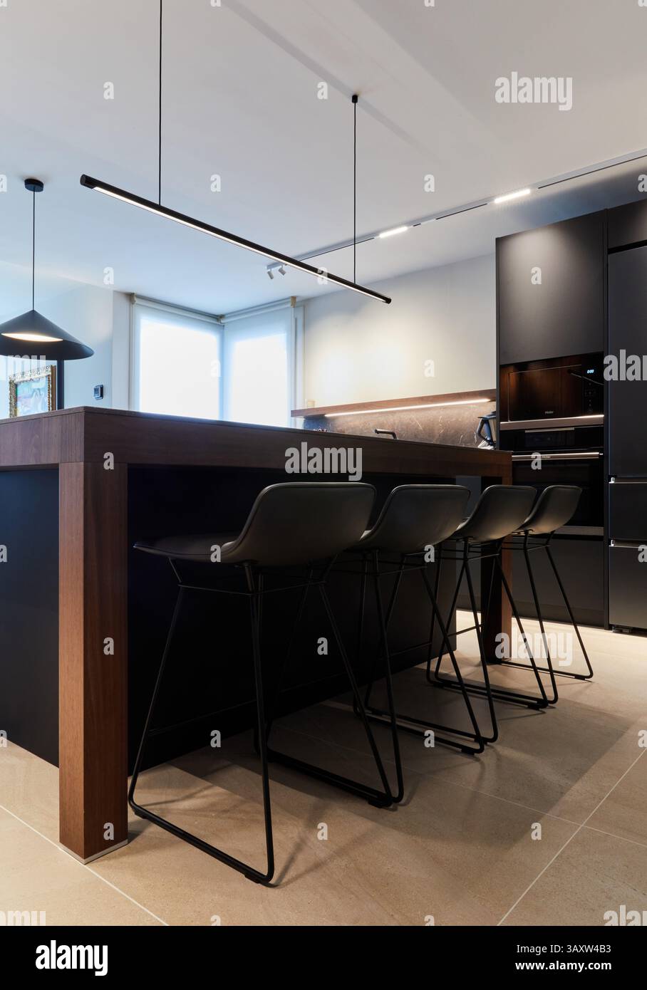 Soggiorno e sala da pranzo, interior design, Home, Paesi Baschi, Spagna Foto Stock