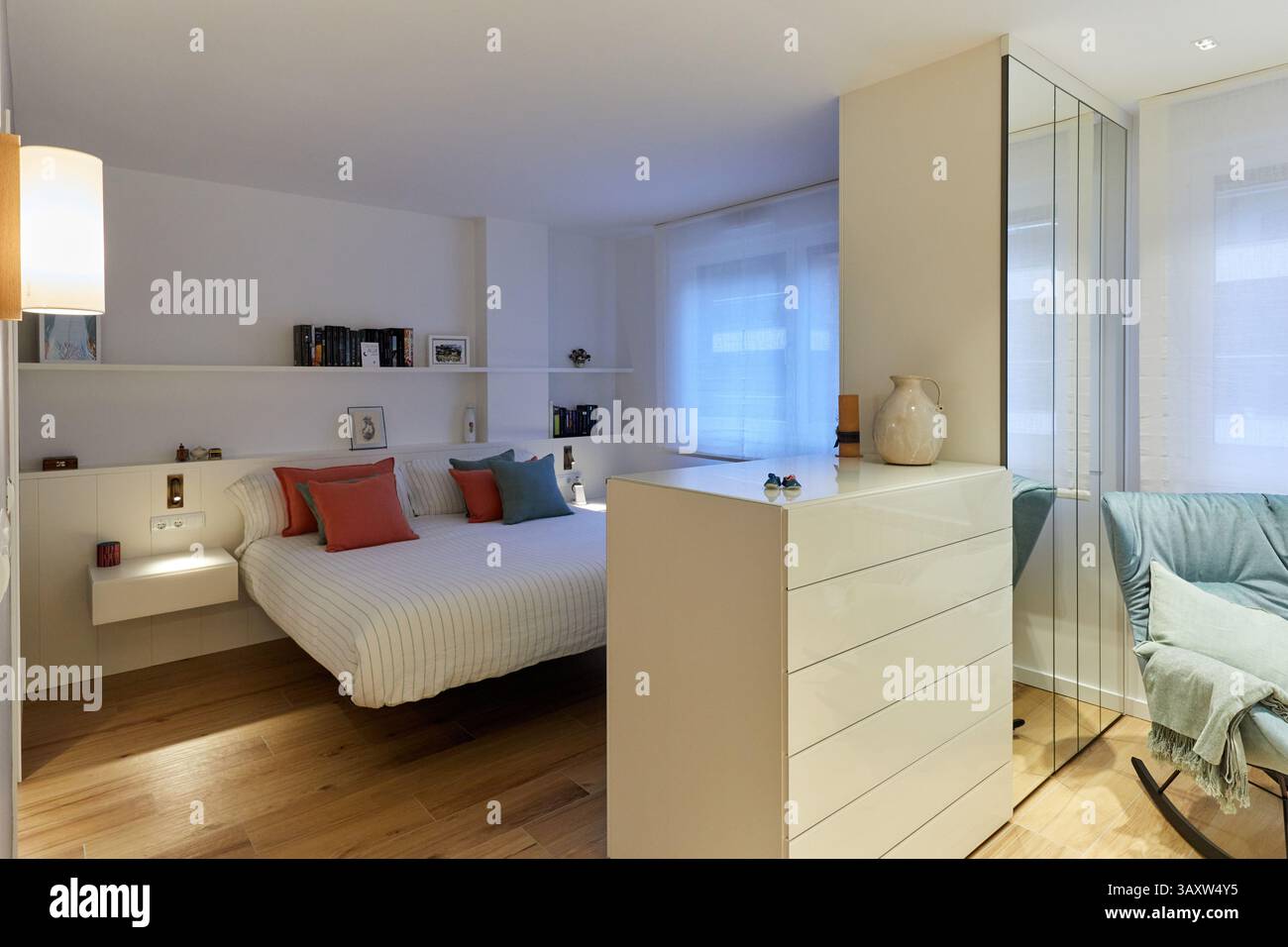 Camera da letto, interior design, Home, Paesi Baschi, Spagna Foto Stock