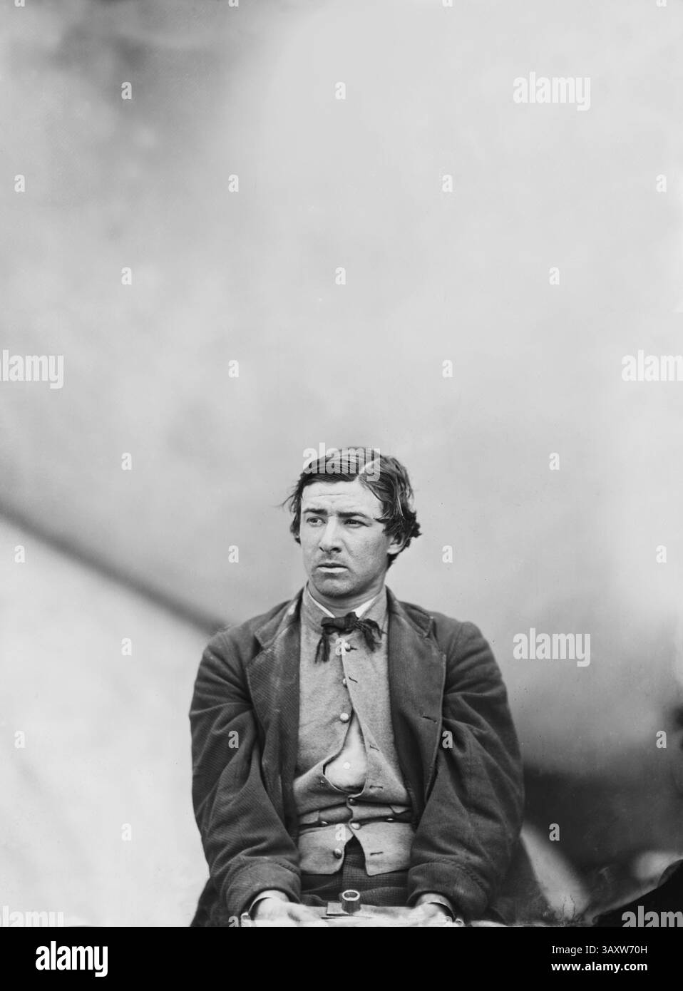 1 settembre 2016 - David E. Herold, cospiratore nell'assassinio del presidente degli Stati Uniti Abraham Lincoln, Seated and Manacled, Washington Navy Yard, Washington DC, USA, di Alexander Gardner, aprile 1865 (immagine di credito: © circa Images/Glasshouse via ZUMA Wire) Foto Stock