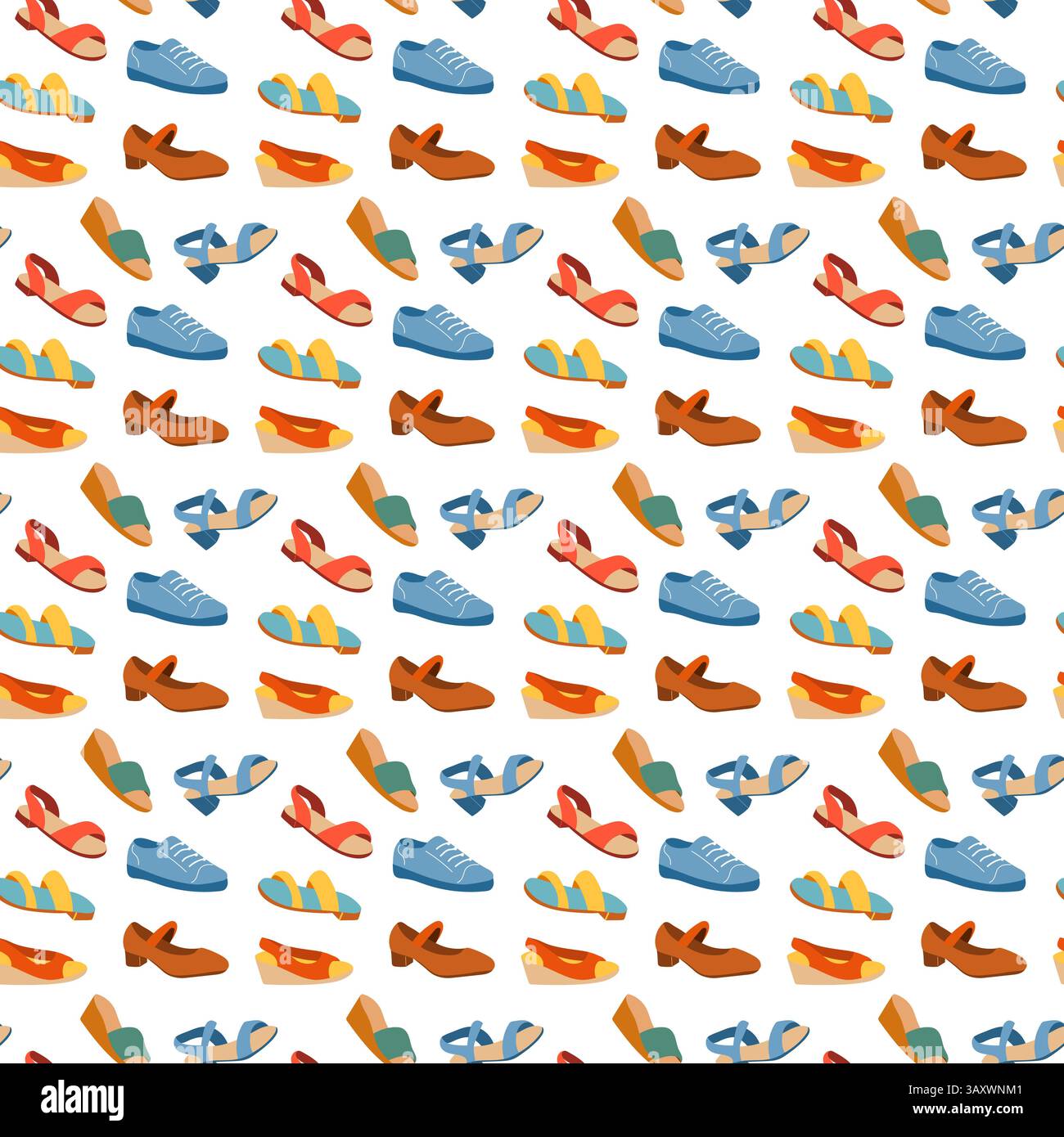Modello senza cuciture di scarpe diverse. Illustrazione Vettoriale