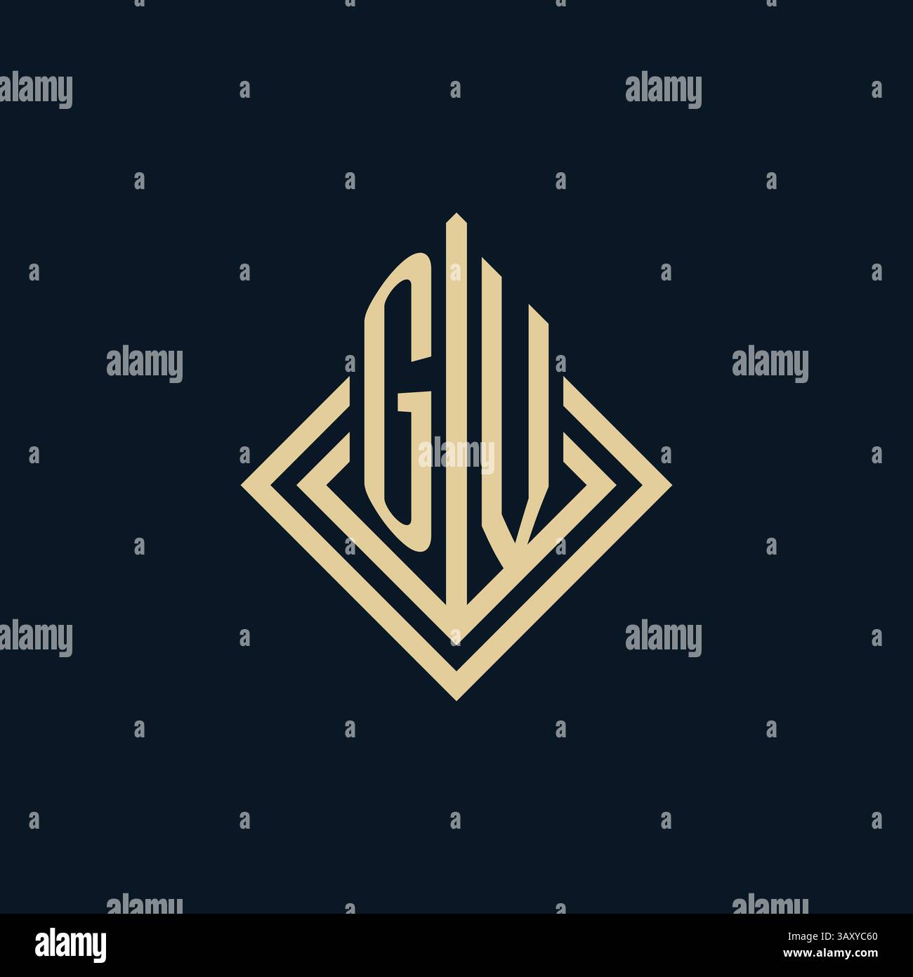 Iniziali GV logo linee rombo forma stile, design moderno di lusso con logo immobiliare grafica vettoriale Illustrazione Vettoriale
