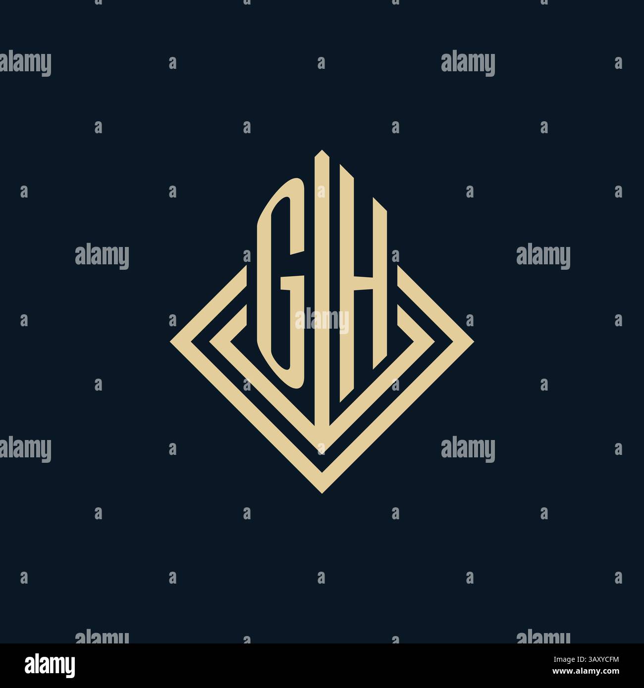 Iniziali logo GH linee rombo modellano lo stile, design moderno e lussuoso logo immobiliare grafica vettoriale Illustrazione Vettoriale