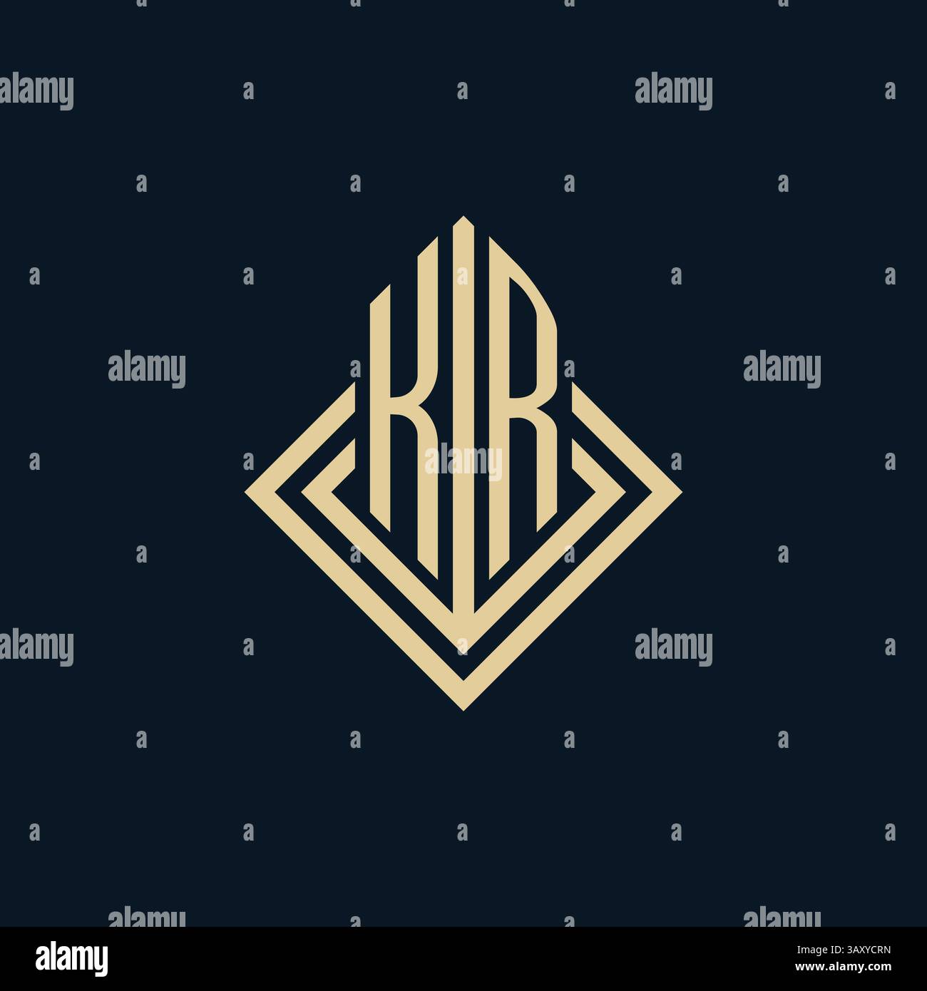 Le iniziali KR con logo rombi formano lo stile, il design vettoriale del logo immobiliare moderno di lusso Illustrazione Vettoriale