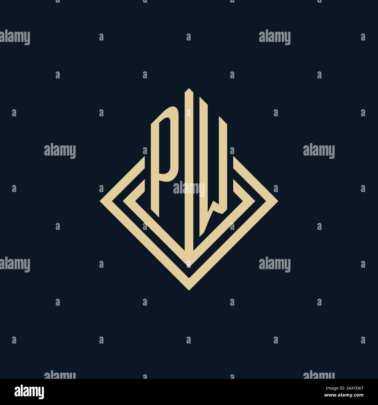 Iniziali logo PW linee rombo modellano lo stile, design vettoriale del logo immobiliare moderno di lusso Illustrazione Vettoriale