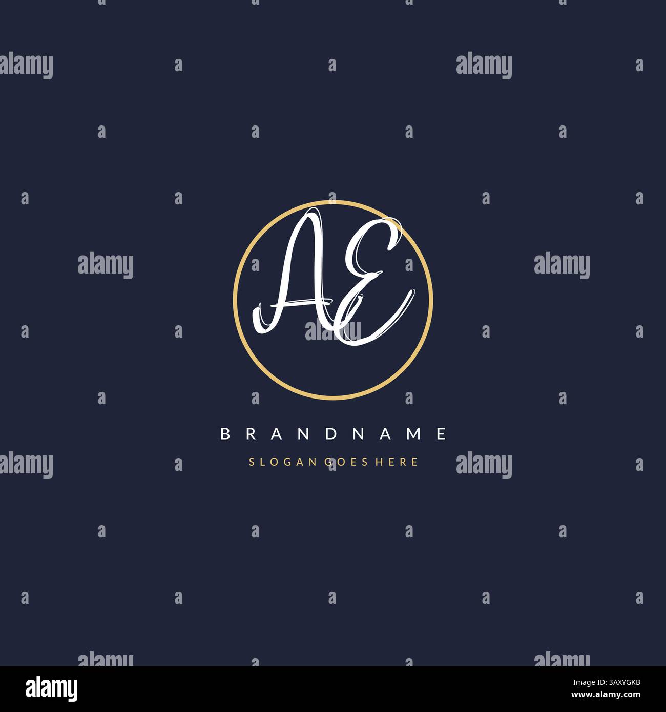 Lettera iniziale logo AE monogramma stile femminile con linee circolari idee di design vettoriale Illustrazione Vettoriale