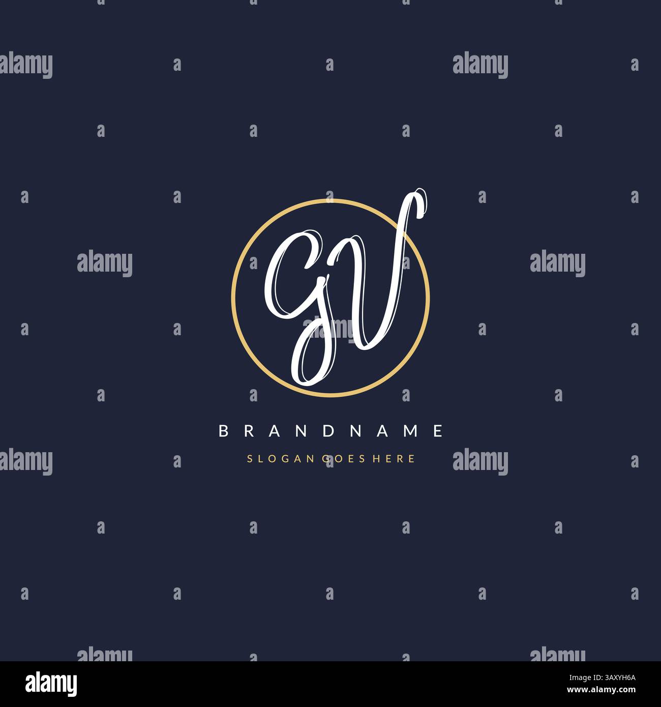 Lettera iniziale logo GV monogramma stile femminile con linee circolari idee di design vettoriali Illustrazione Vettoriale