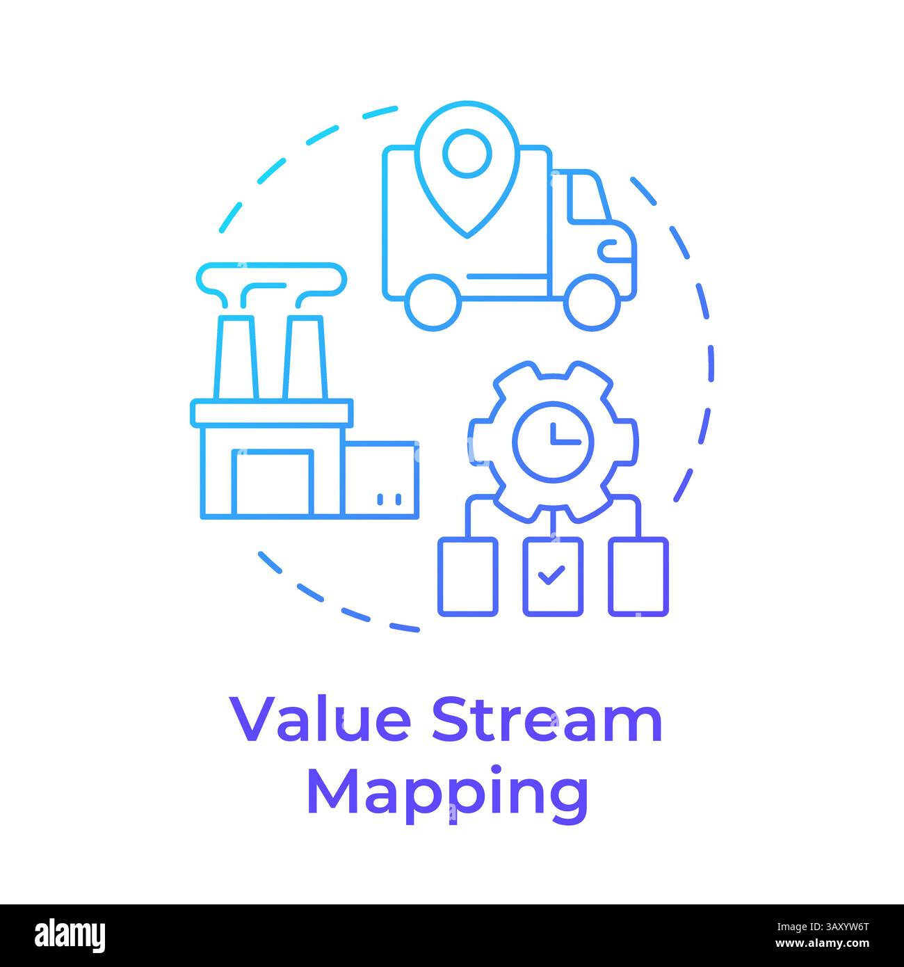Icona Concept gradiente blu mappatura flusso valore Illustrazione Vettoriale
