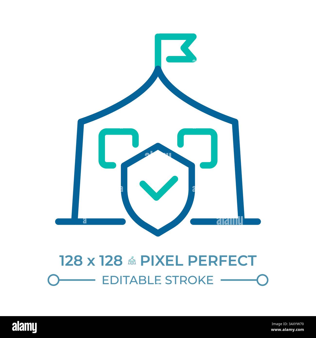 Diritto di asilo in altri paesi pixel Perfect icona a due linee di colore Illustrazione Vettoriale